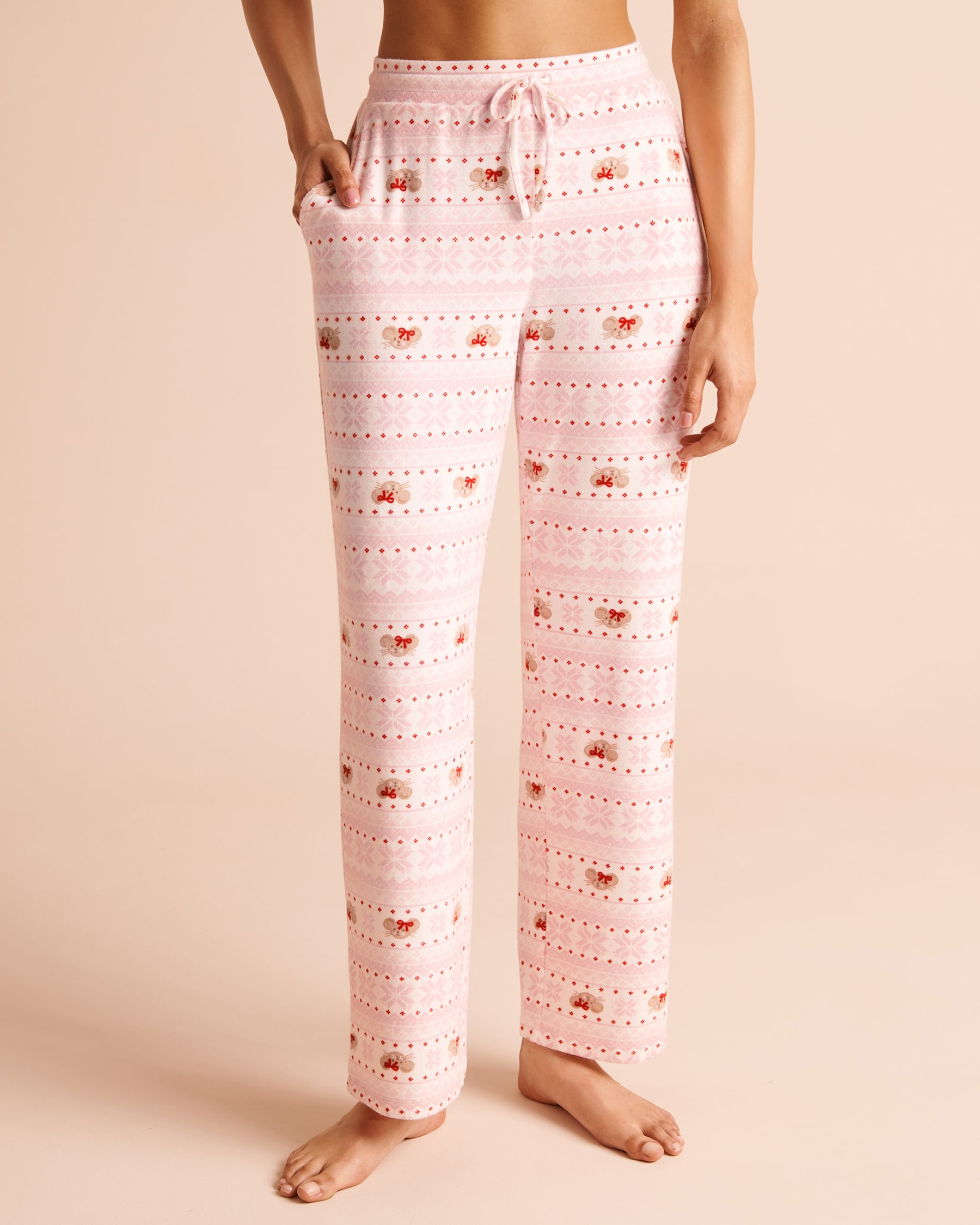 LA VIE EN ROSE Mouse Print Soft Knit Pajama Pants Frosted Pink/Mice 40200908 - View1