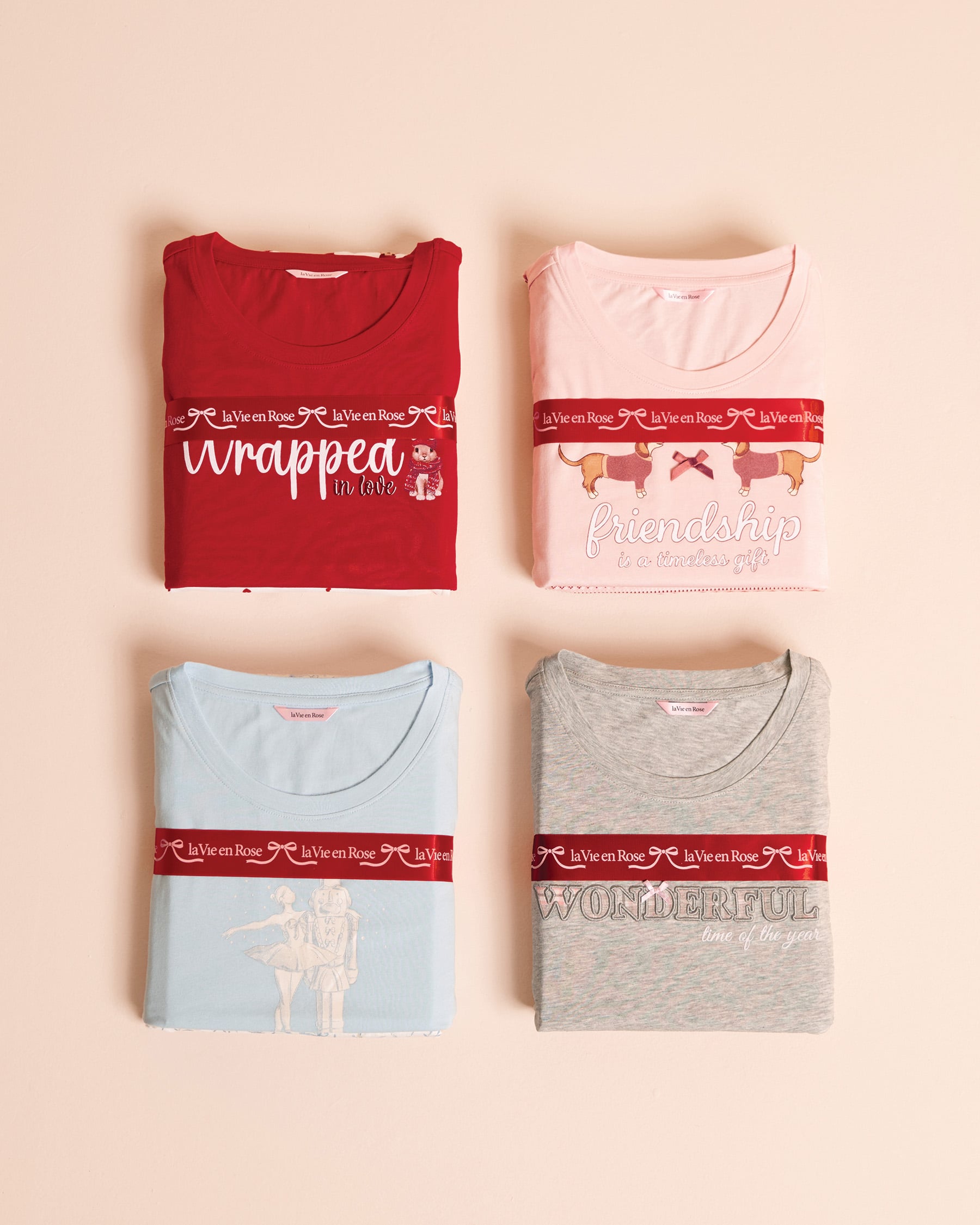 LA VIE EN ROSE Teddy Bear Print Cotton Pajama Set Burgundy/Teddy Bear 40400102 - View6