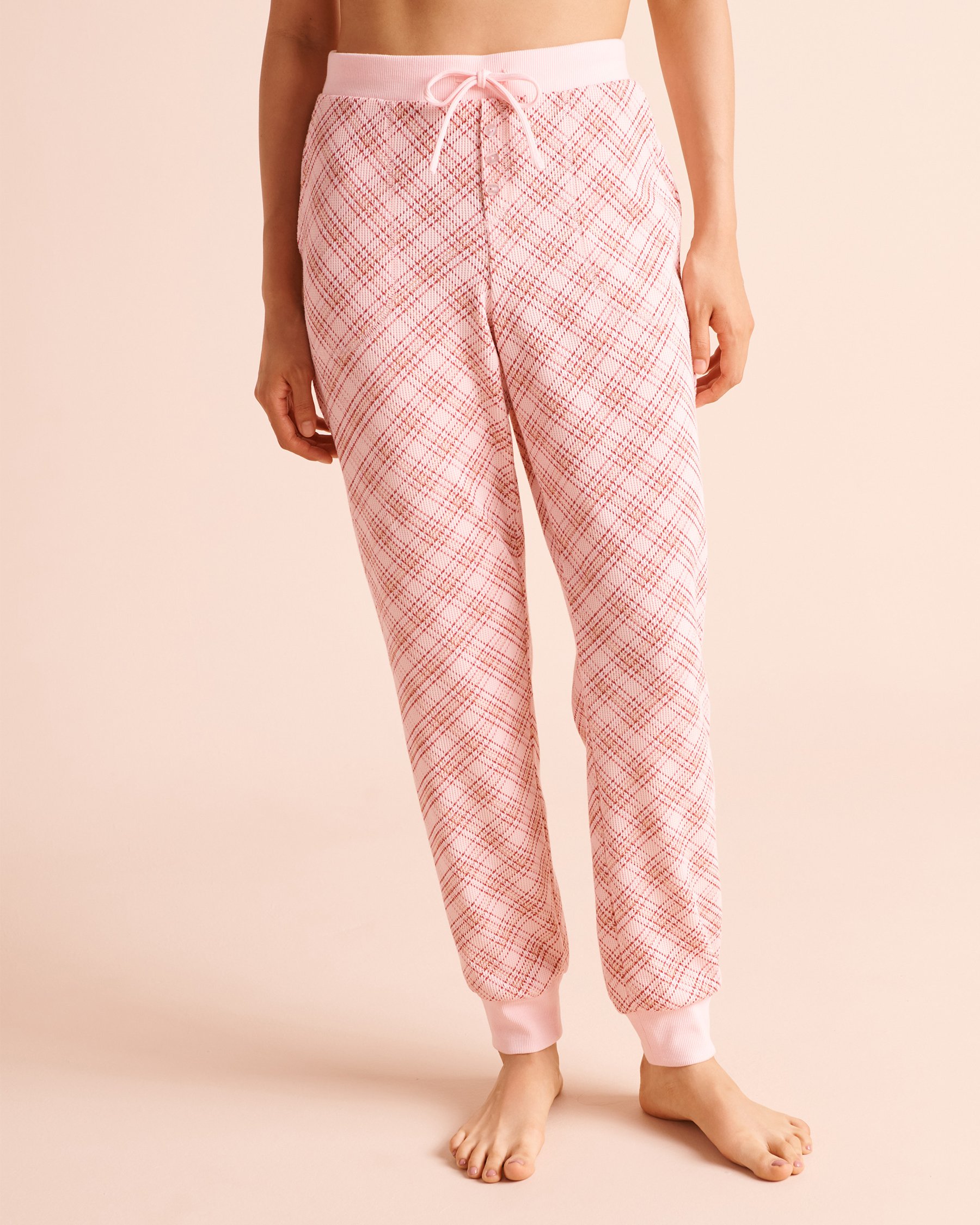 LA VIE EN ROSE Pink Plaid Waffle Knit Jogger Pajama Pants Frosty Pink/Plaid 40200912 - View1