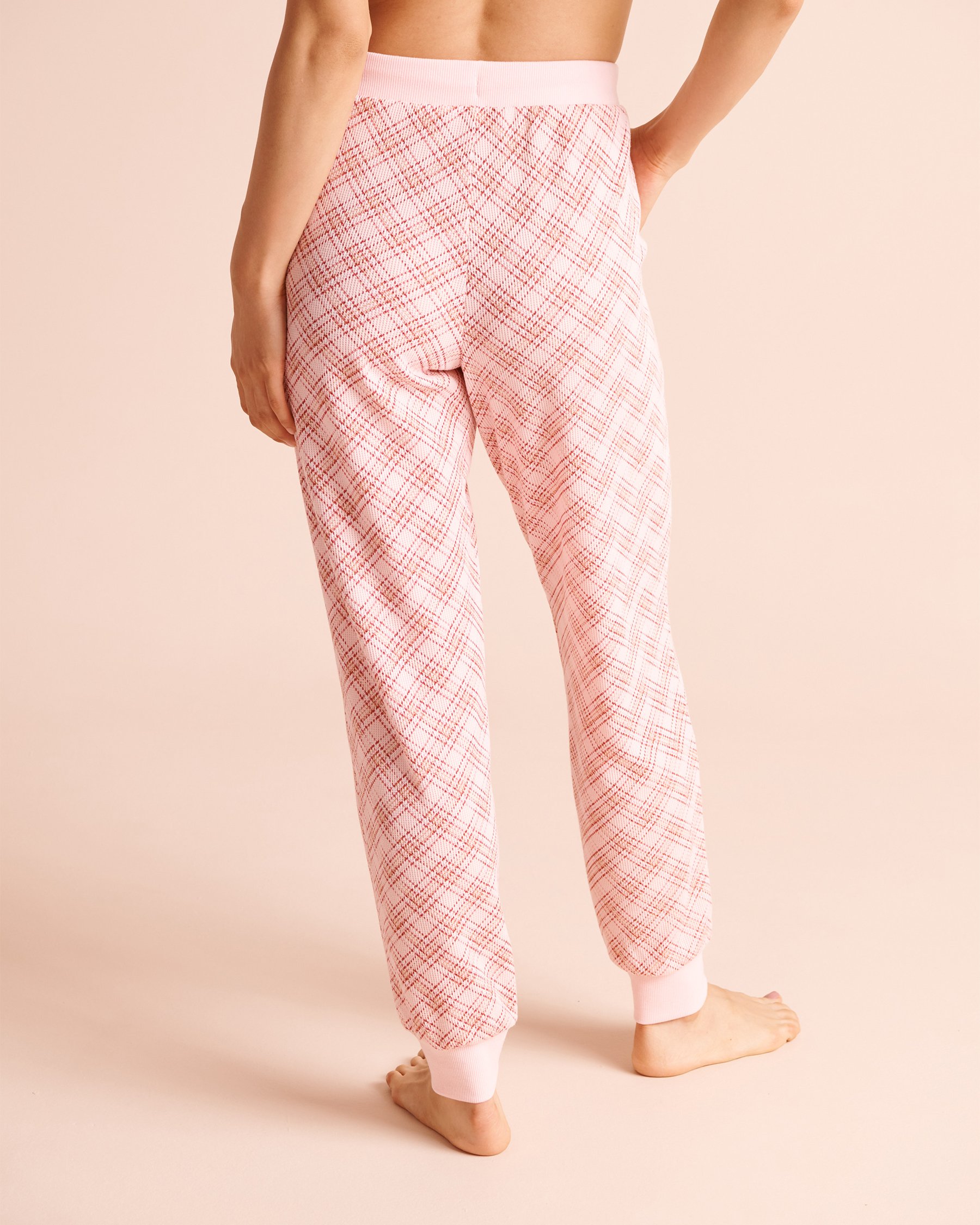 LA VIE EN ROSE Pink Plaid Waffle Knit Jogger Pajama Pants Frosty Pink/Plaid 40200912 - View2