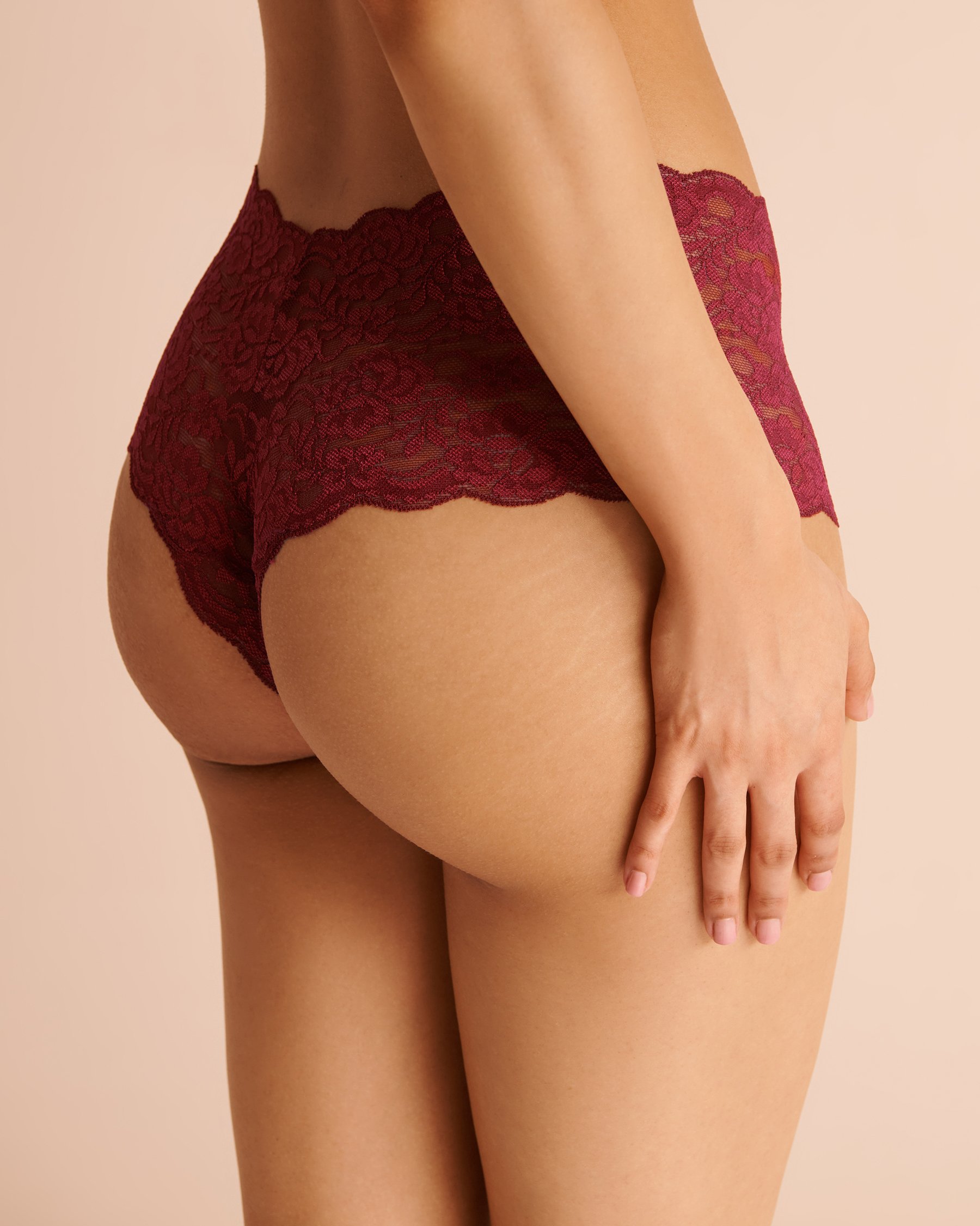 LA VIE EN ROSE Culotte cheeky dentelle Bourgogne festif 20200880 - Voir2