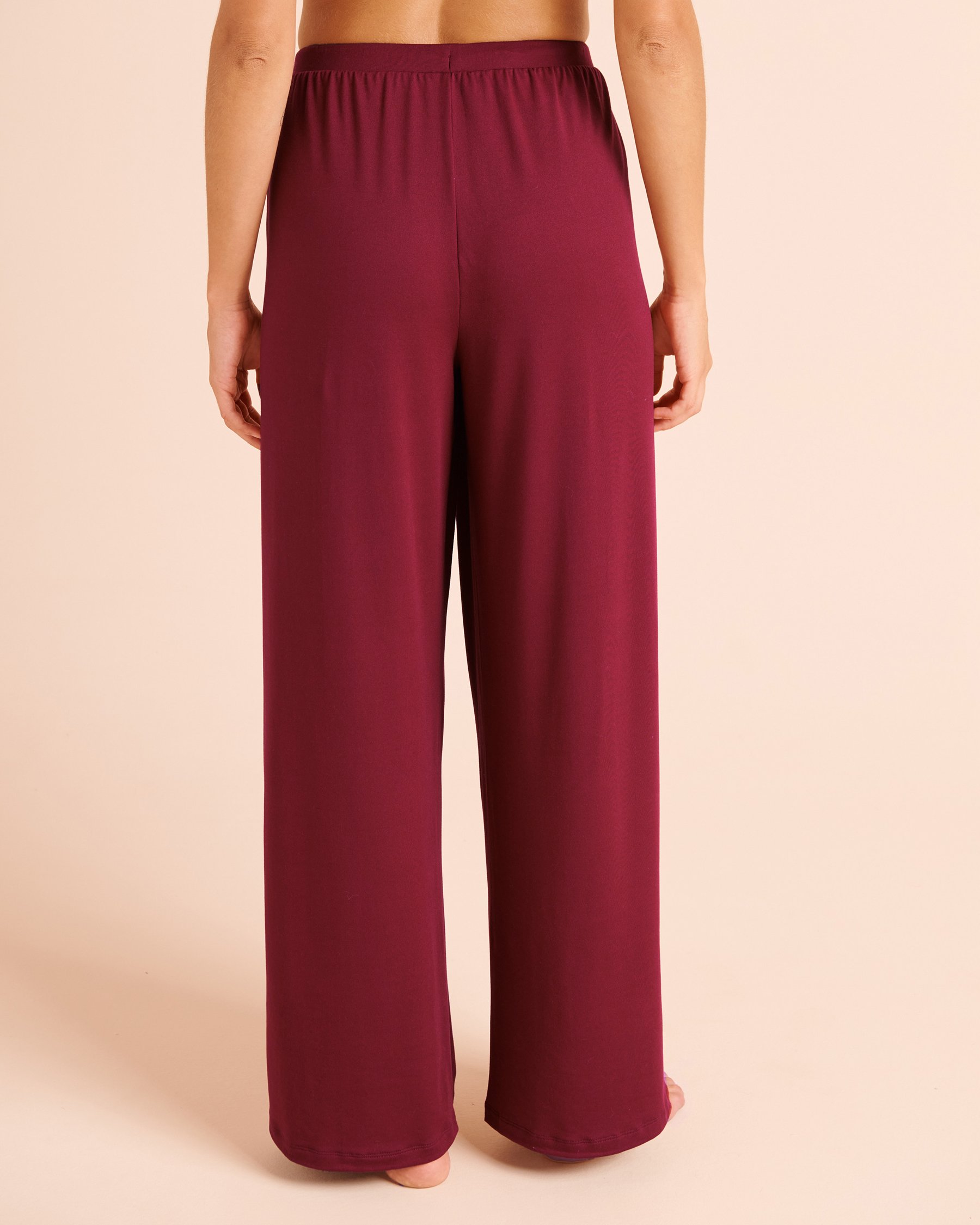 LA VIE EN ROSE Pantalon de pyjama jambe large ultra doux Bourgogne festif 40200900 - View2