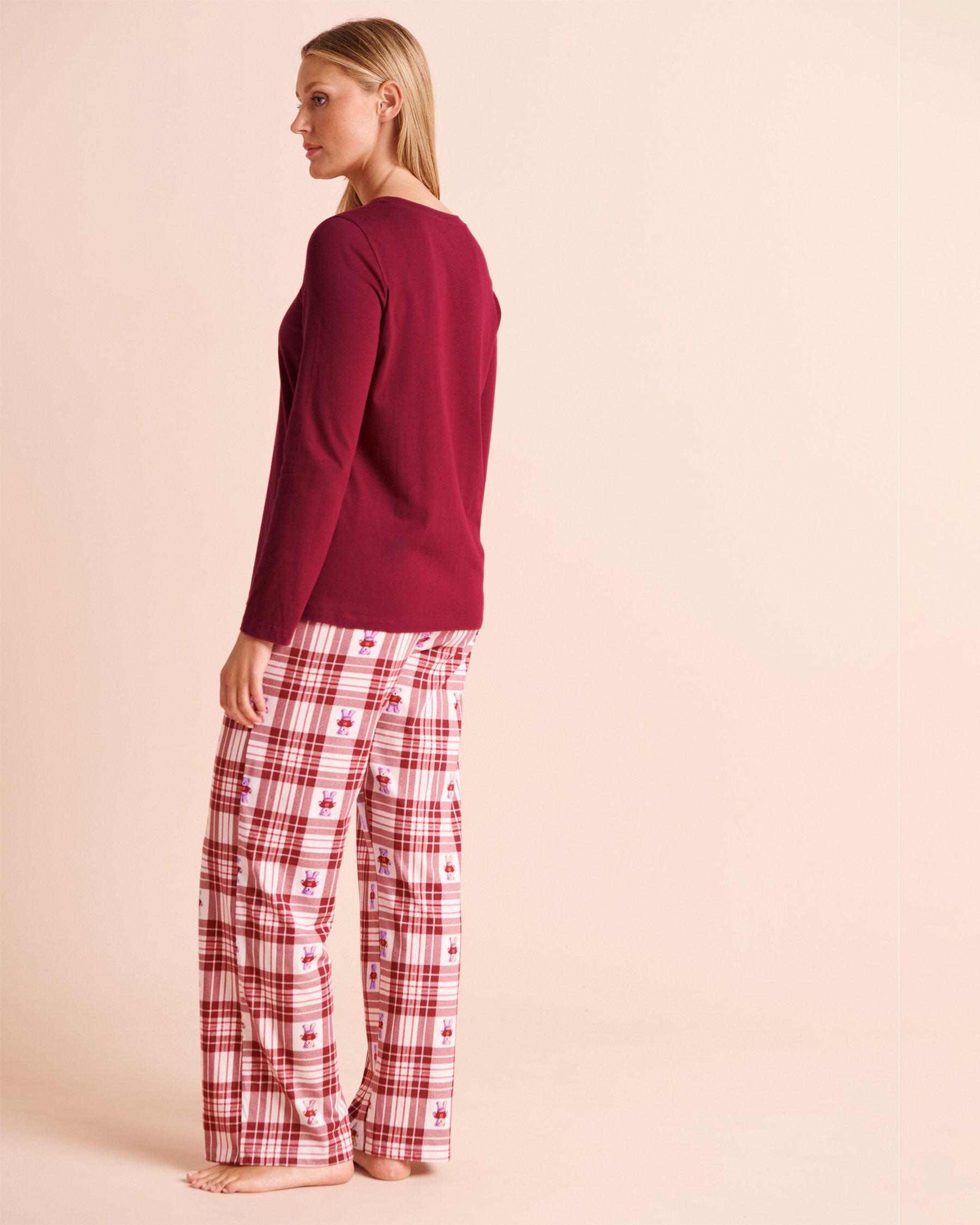 LA VIE EN ROSE Ensemble pyjama en coton imprimé oursons Bourgogne/Oursons 40400102 - View2