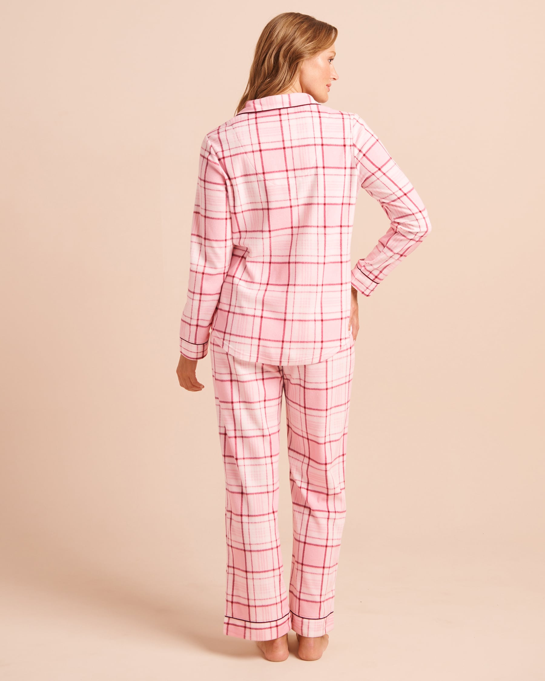 LA VIE EN ROSE Pink Plaid Microfleece Pajama Set Pink/Plaid 40400104 - View2