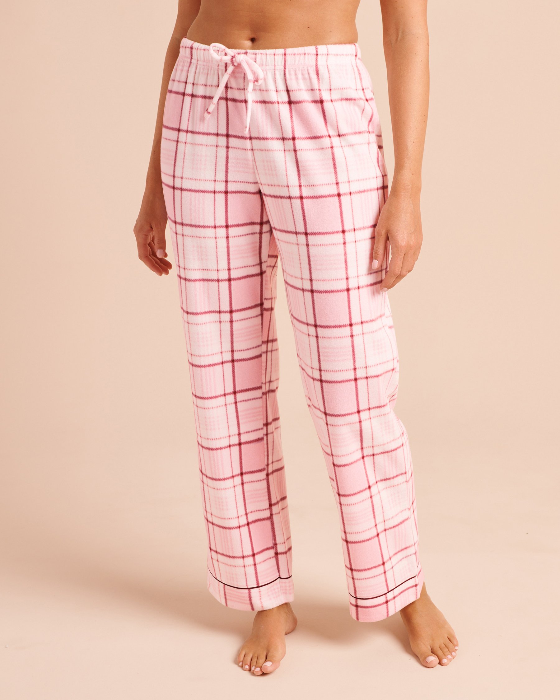LA VIE EN ROSE Pink Plaid Microfleece Pajama Set Pink/Plaid 40400104 - View4