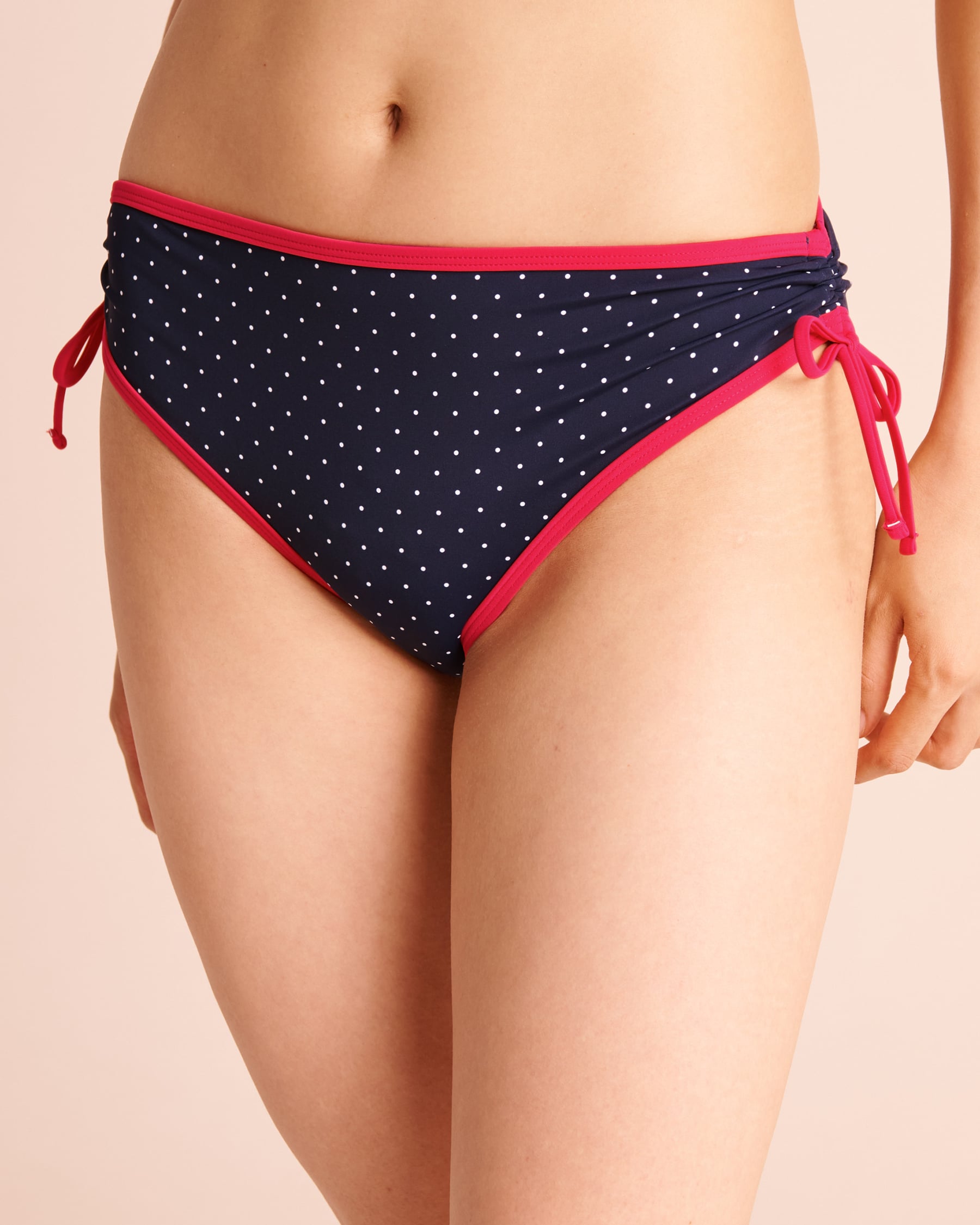 LA VIE EN ROSE AQUA Bas de bikini taille mi-haute noué NAVY POP Pois bleu marine 70300967 - View1