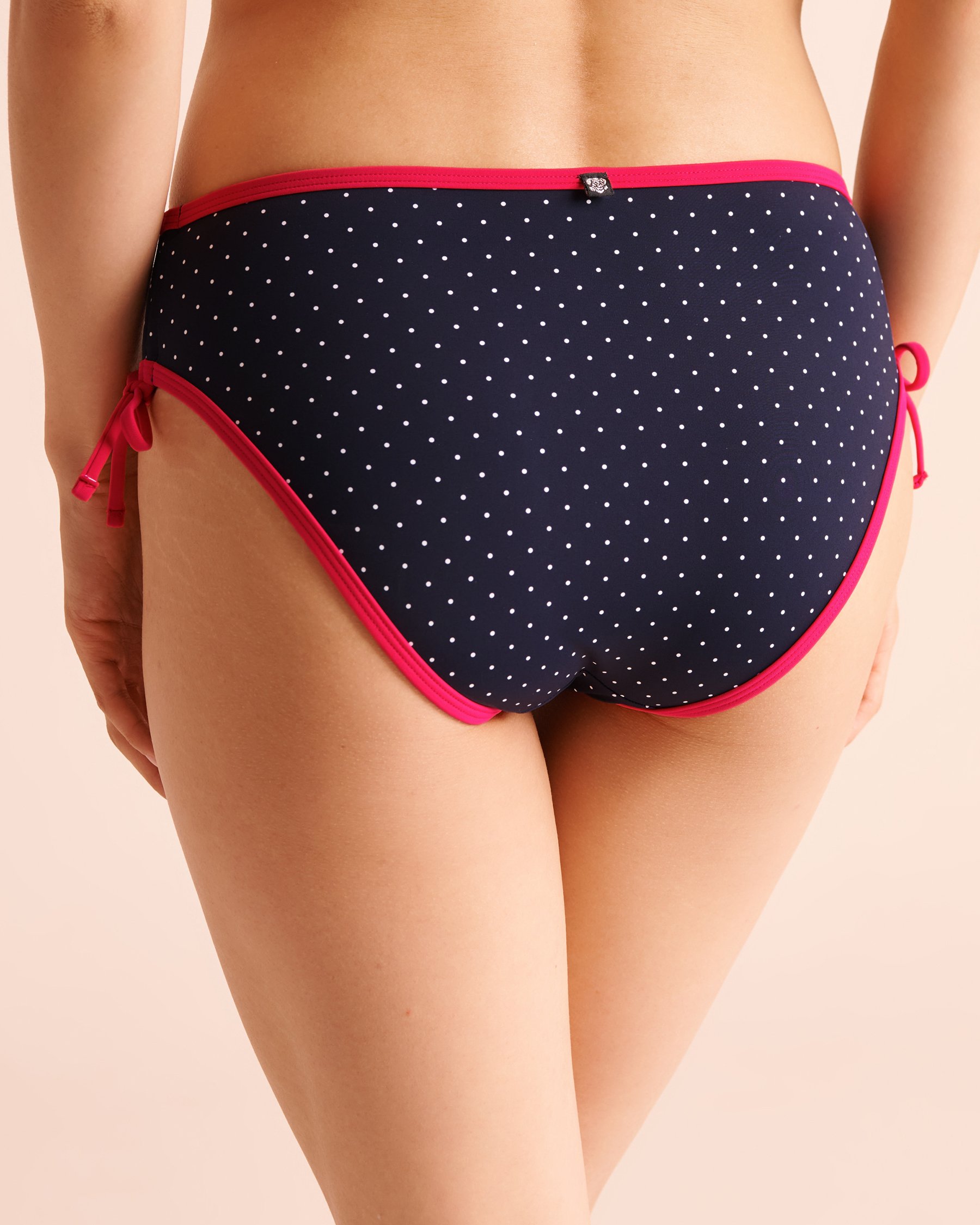 LA VIE EN ROSE AQUA Bas de bikini taille mi-haute noué NAVY POP Pois bleu marine 70300967 - View4