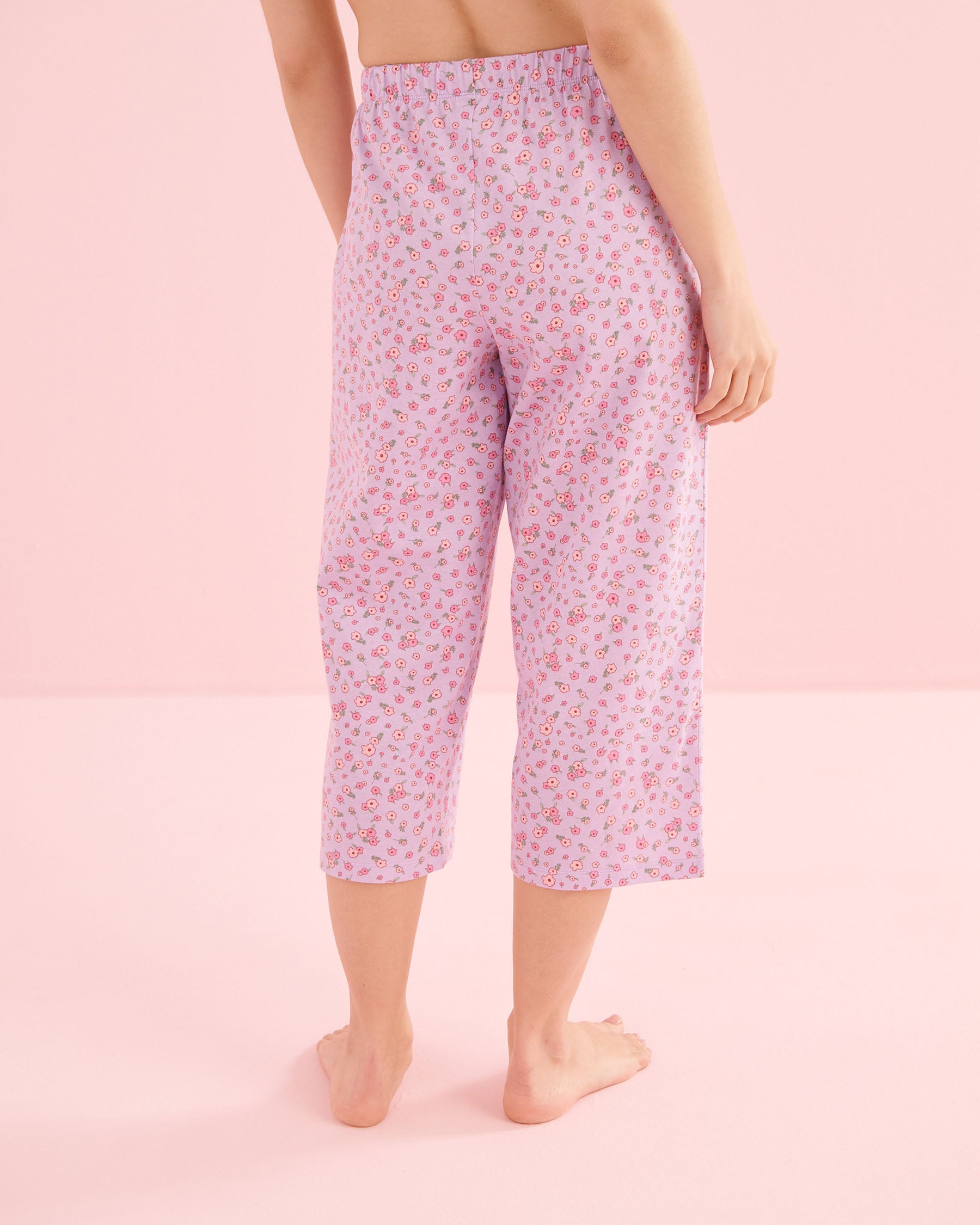 LA VIE EN ROSE Boat Print Cotton T-shirt and Capris PJ Set Lilac Purple 40400097 - View5