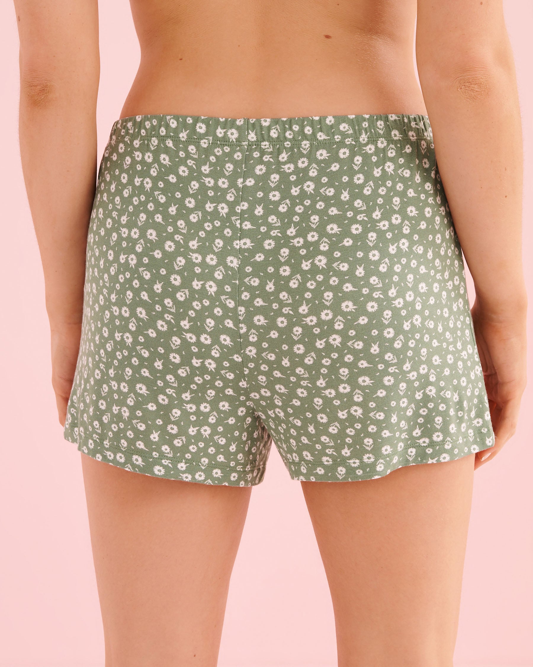 LA VIE EN ROSE Ditsy Floral Print Cami and Shorts PJ Set Forest Green/Ditsy 60400079 - View5