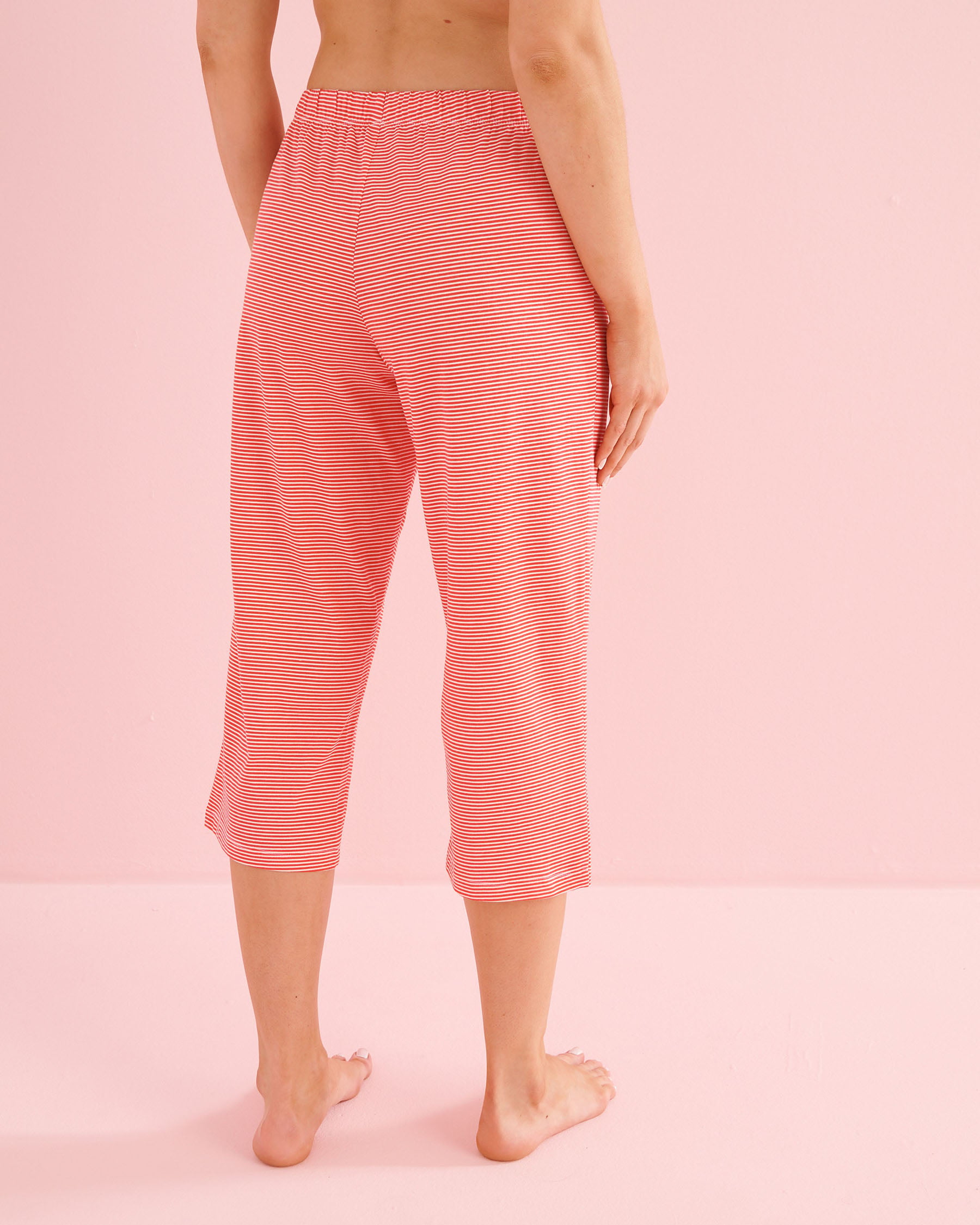 LA VIE EN ROSE Palm Tree Print Cotton T-shirt and Capris PJ Set Red 40400097 - View5