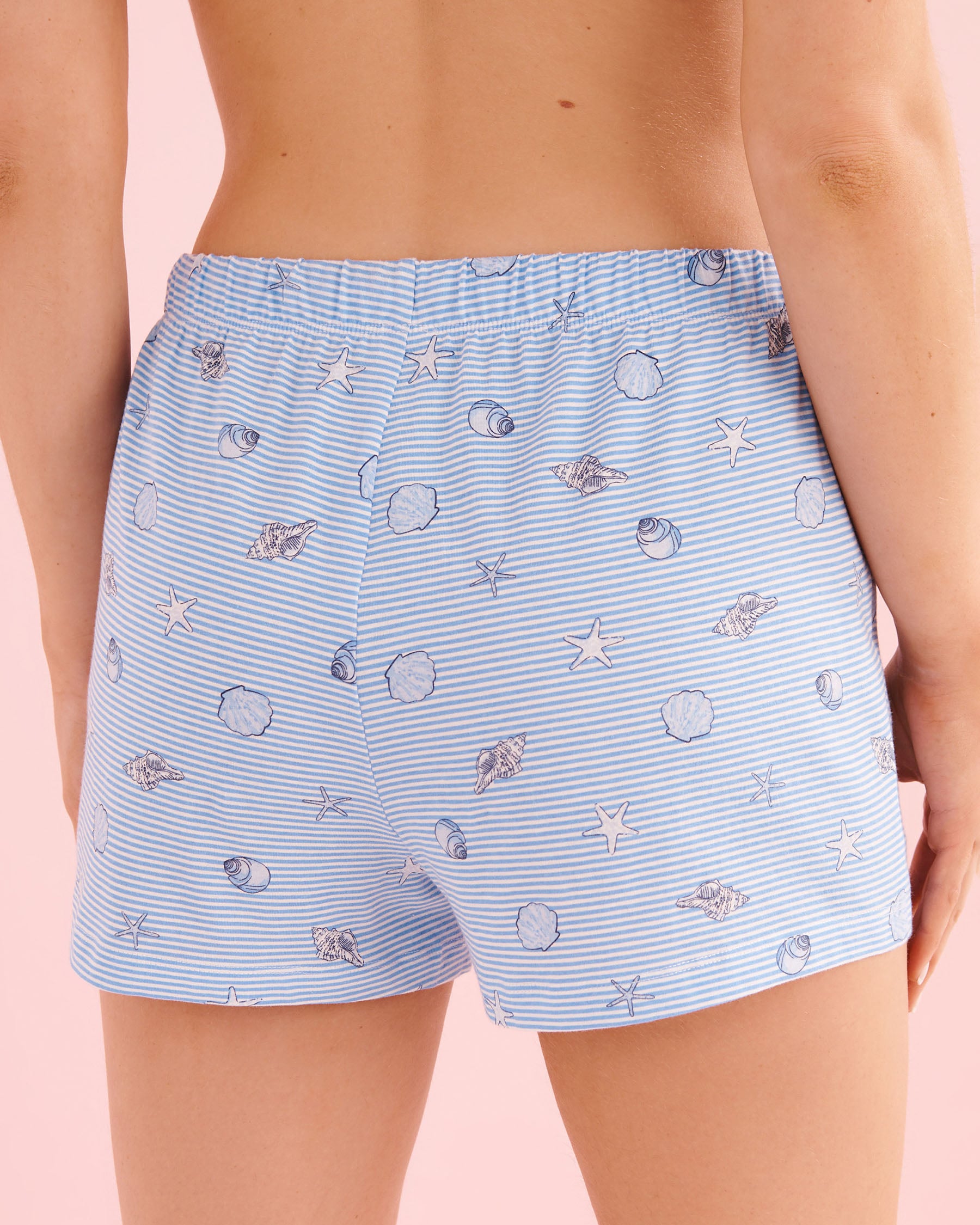 LA VIE EN ROSE Seashell Print Cotton Cami and Shorts PJ Set Navy Blue 40400098 - View5