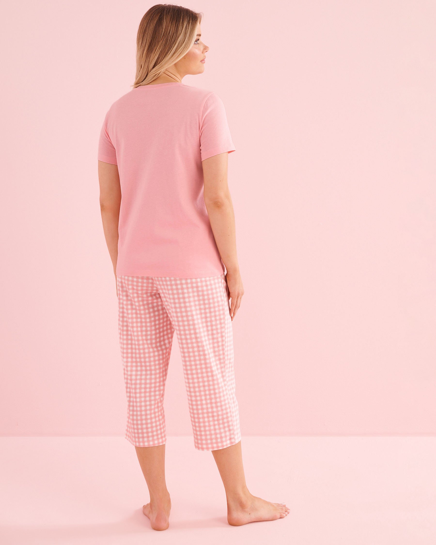 LA VIE EN ROSE Starfish Print Cotton T-shirt and Capris PJ Set Light Pink 40400097 - View2