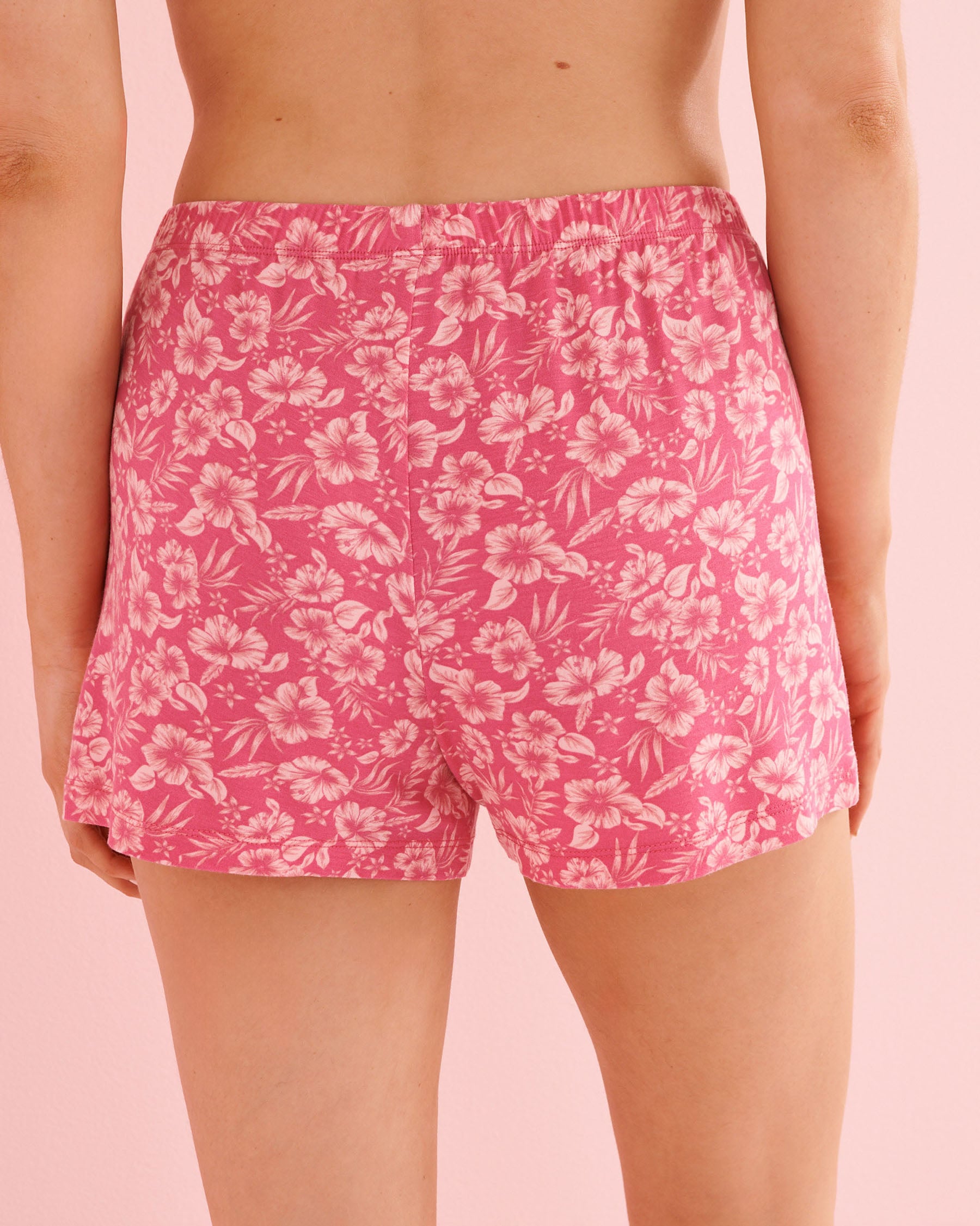 LA VIE EN ROSE Tropical Flower Print Cami and Shorts PJ Set Fuchsia Pink 60400079 - View5