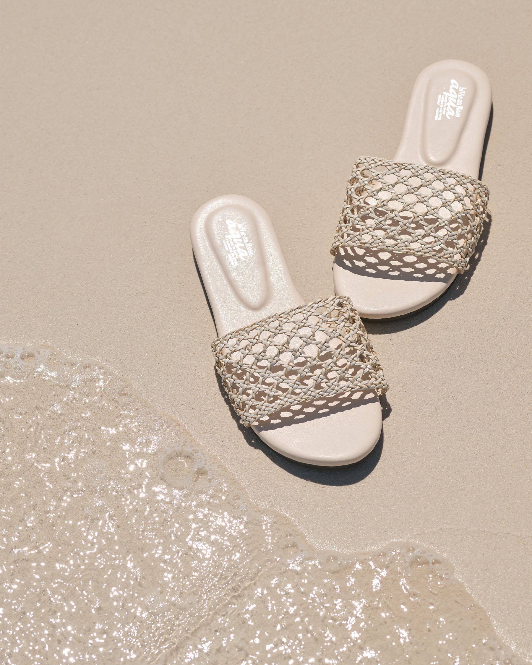 LA VIE EN ROSE AQUA Woven Strap Beach Sandal Coconut Milk 80500122 - View1