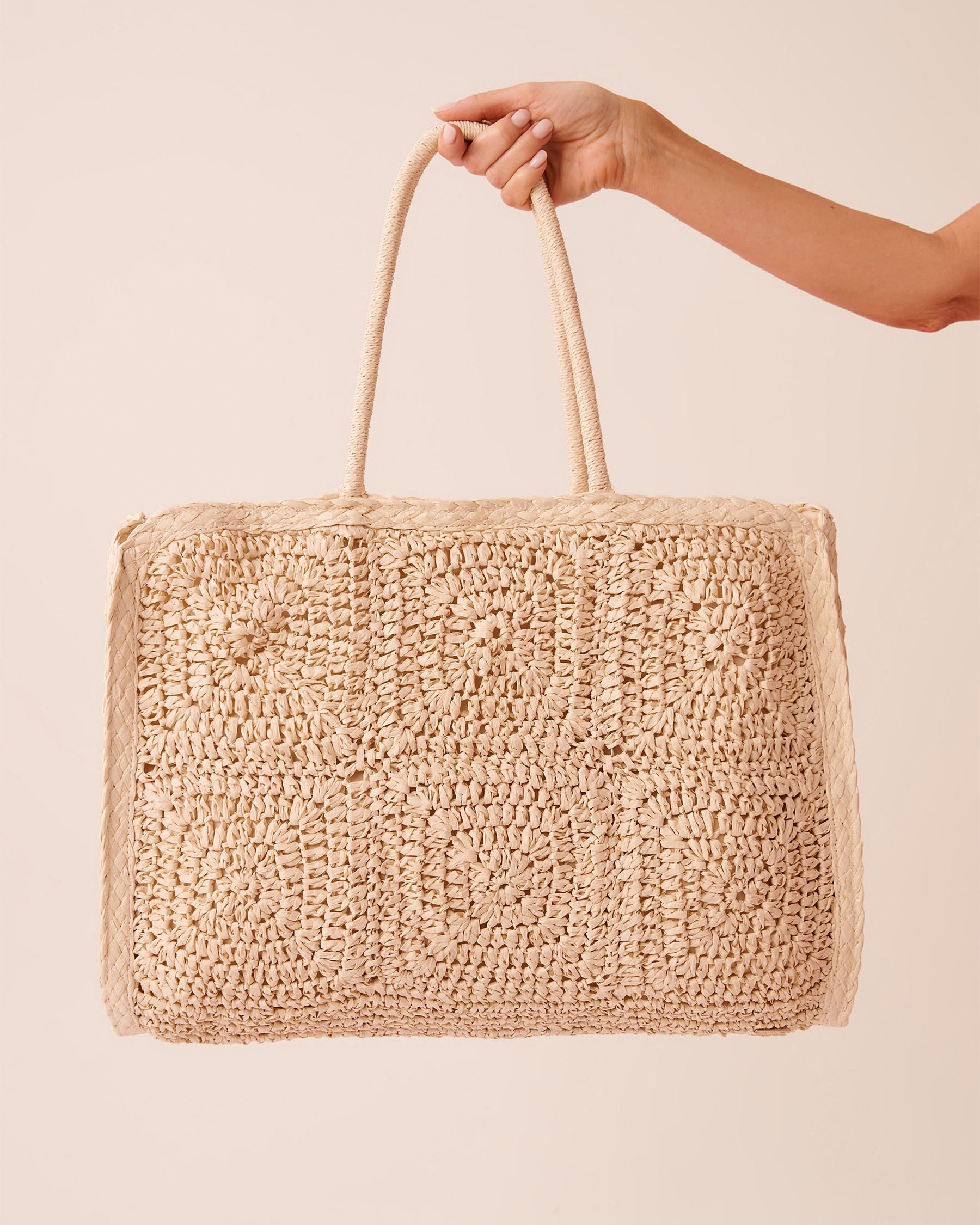 LA VIE EN ROSE AQUA Hand-woven Straw Bag Sand 80500123 - View1