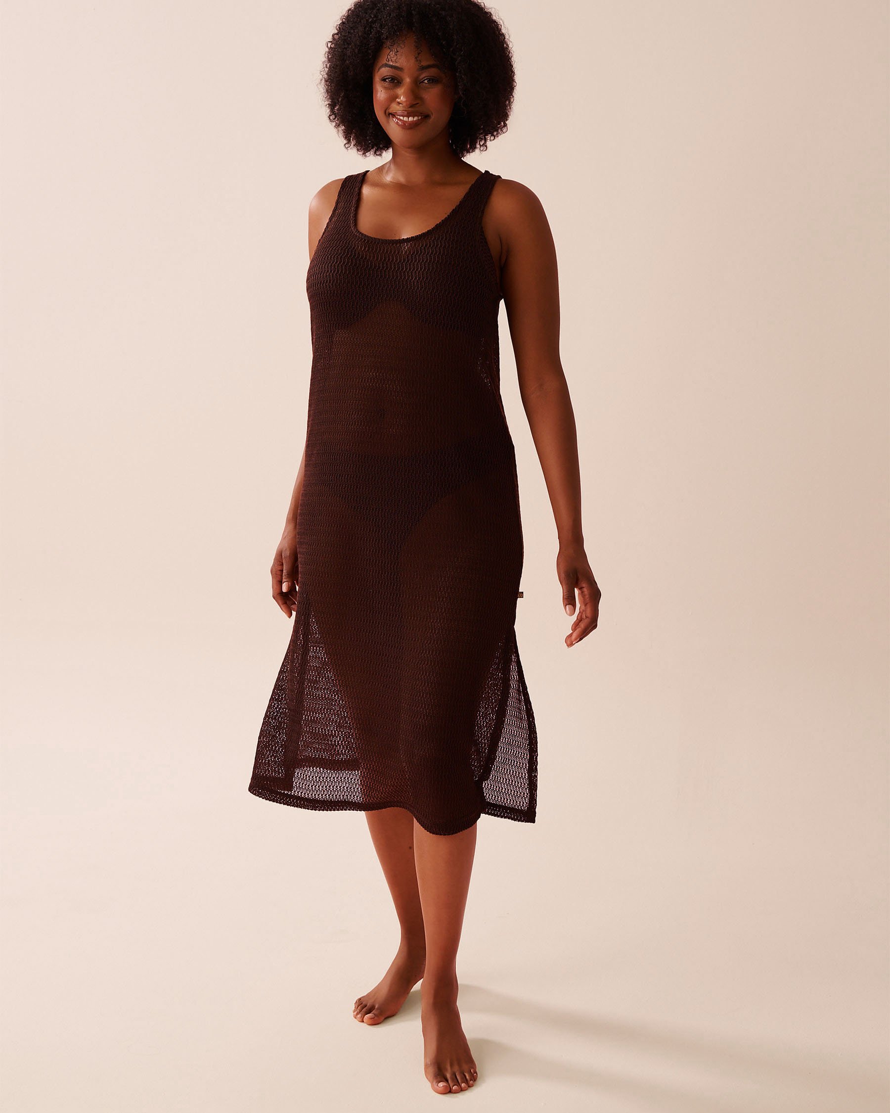 LA VIE EN ROSE AQUA Crochet Long Dress Chocolate 80300126 - View1