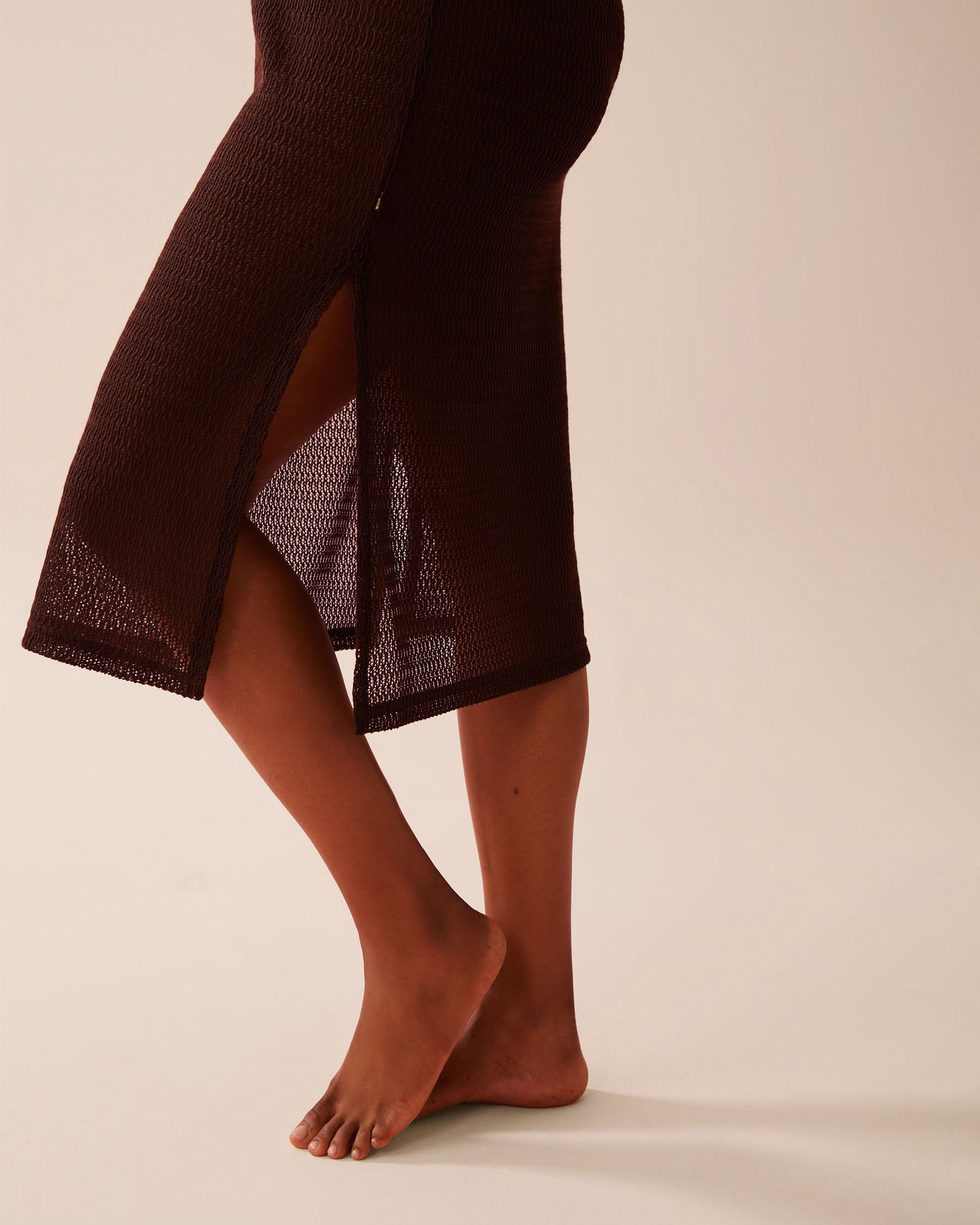 LA VIE EN ROSE AQUA Crochet Long Dress Chocolate 80300126 - View3