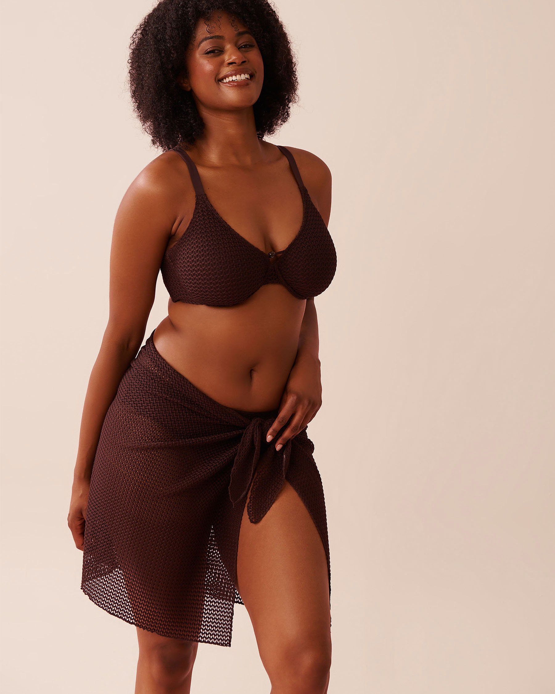 LA VIE EN ROSE AQUA Short Crochet Pareo Chocolate 80200091 - View4