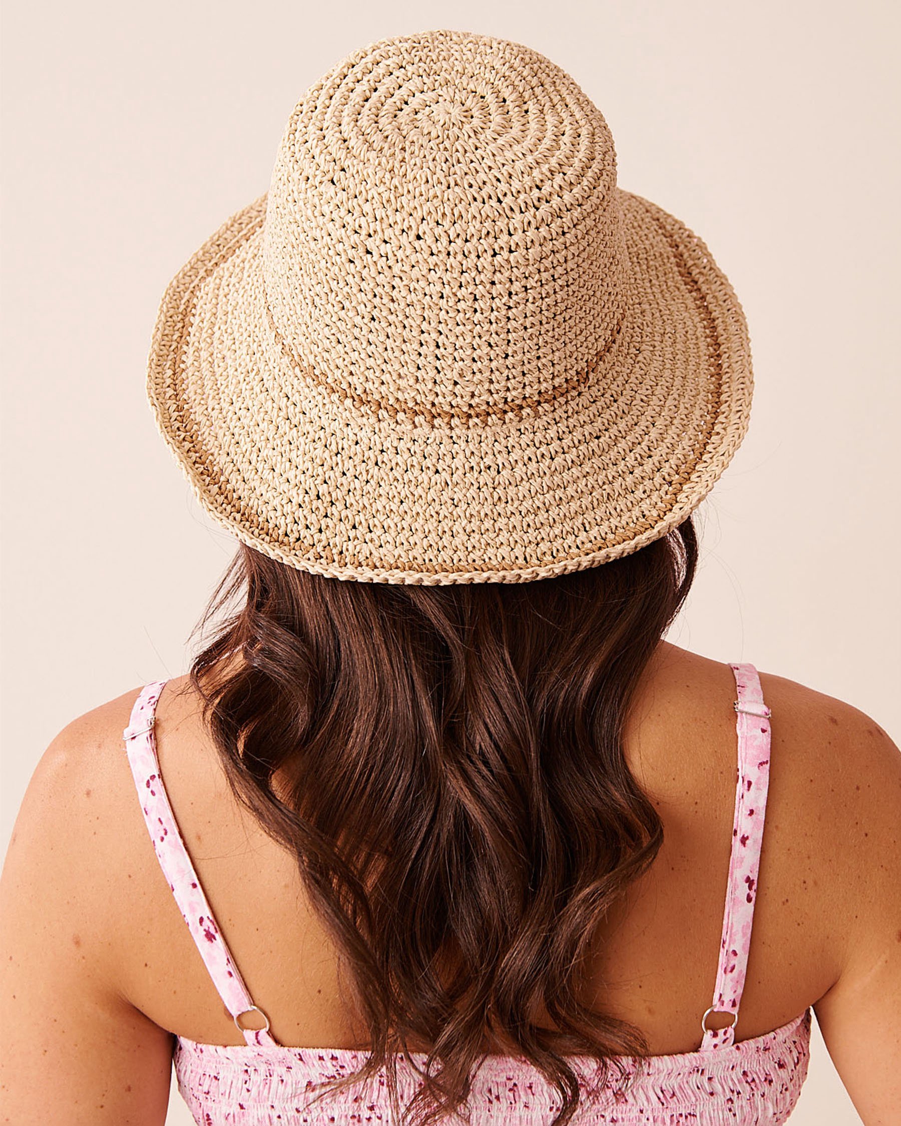 LA VIE EN ROSE AQUA Straw Cloche Hat Sand 80500120 - View2