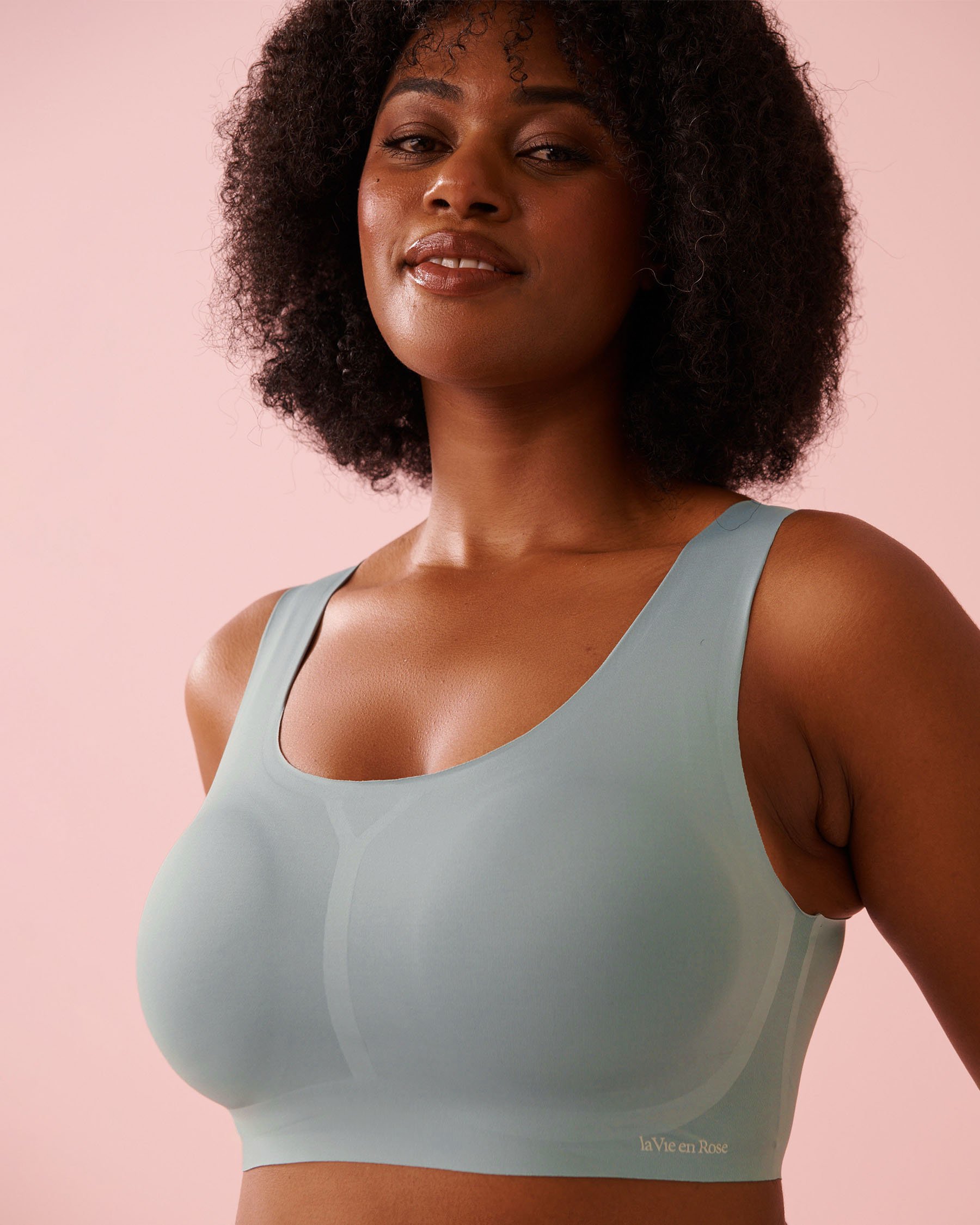 LA VIE EN ROSE Lightly Lined Full Coverage Lounge Tank Bra Blue Grey 10200575 - View3