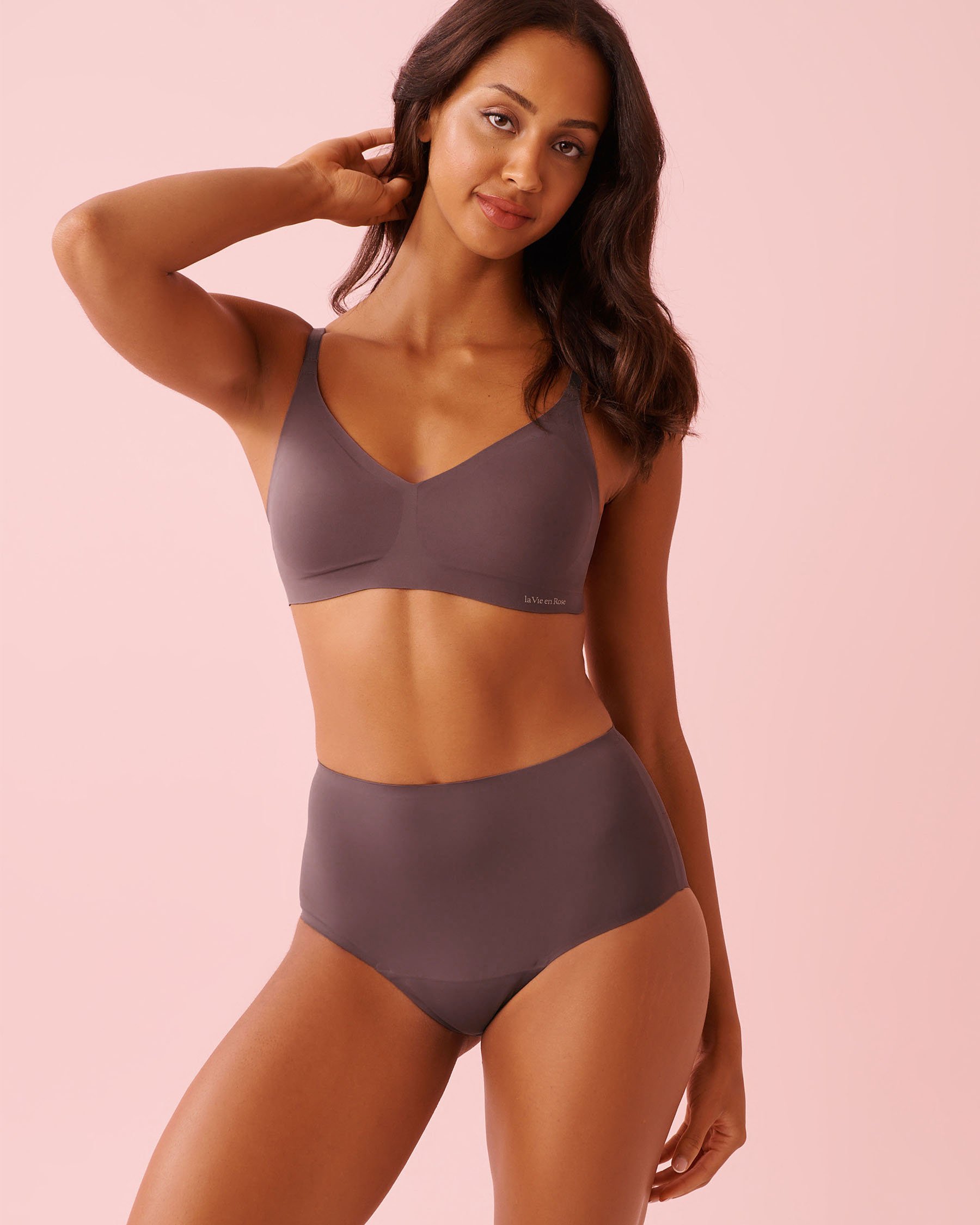 LA VIE EN ROSE Bralette lounge push-up Mauve prune poudré 10300234 - View1