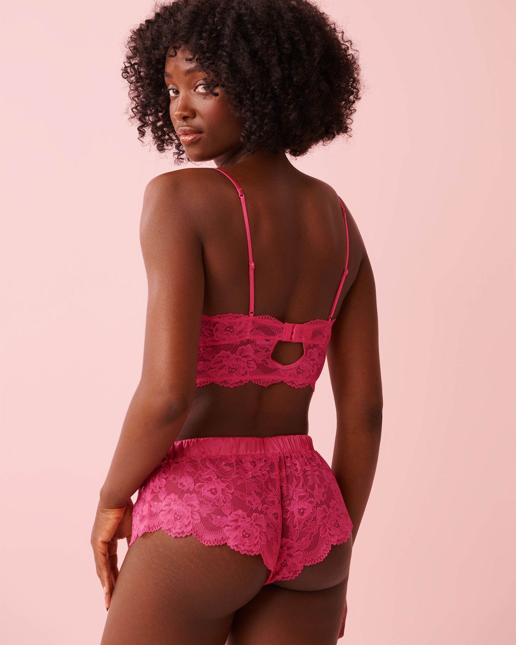 LA VIE EN ROSE Floral Lace 2-piece Set Fuchsia Pink 60400066 - View2
