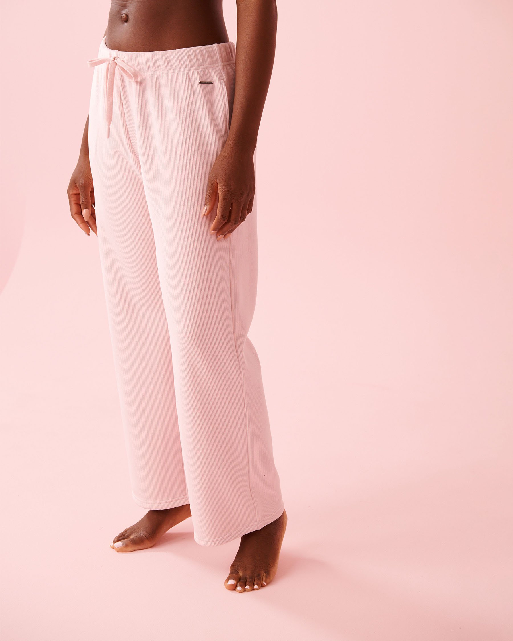LA VIE EN ROSE Heavy Ribbed Pants Pale Pink 50200110 - View1
