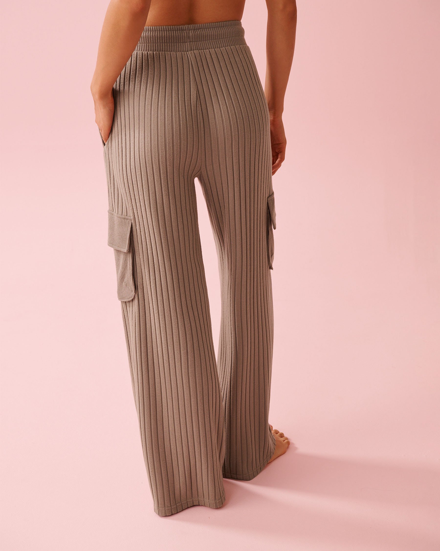 LA VIE EN ROSE Ribbed Knit Pants Taupe 50200111 - View2