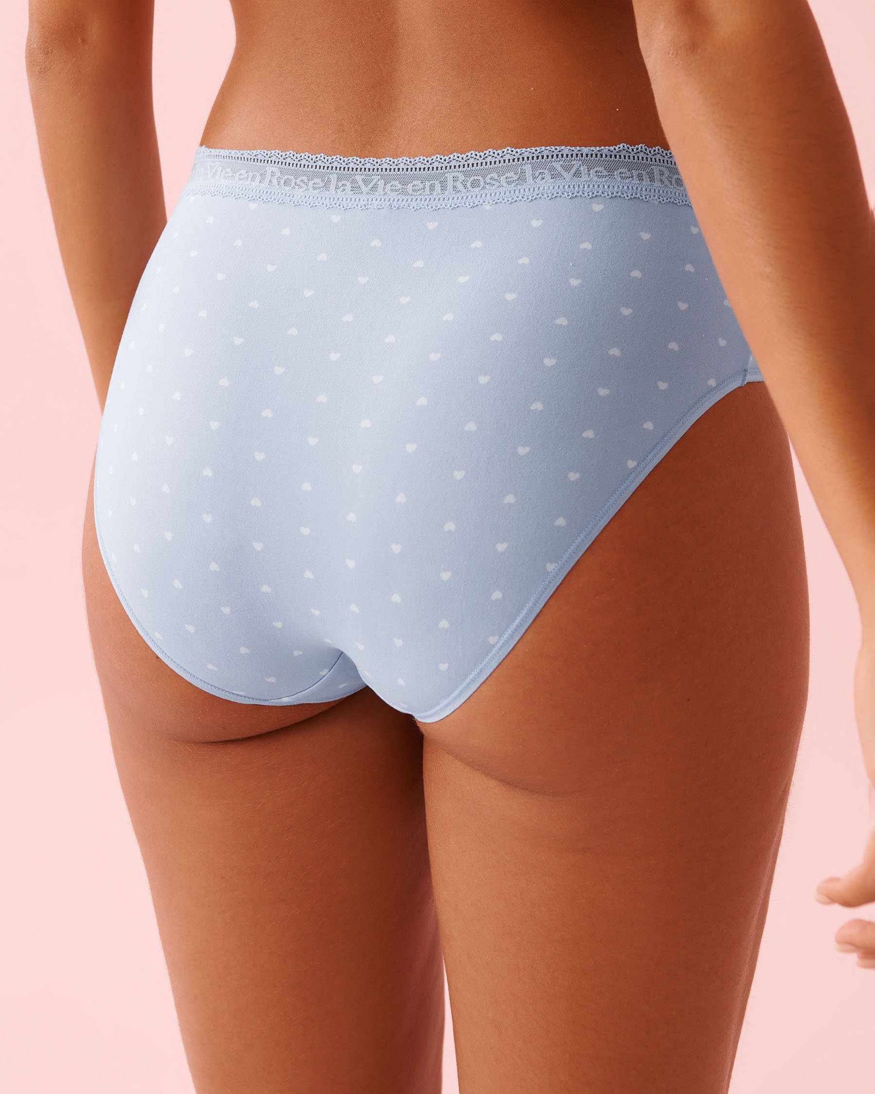 LA VIE EN ROSE Super Soft Lace Trim High Waist Bikini Panty Blue/Hearts 20100720 - View2