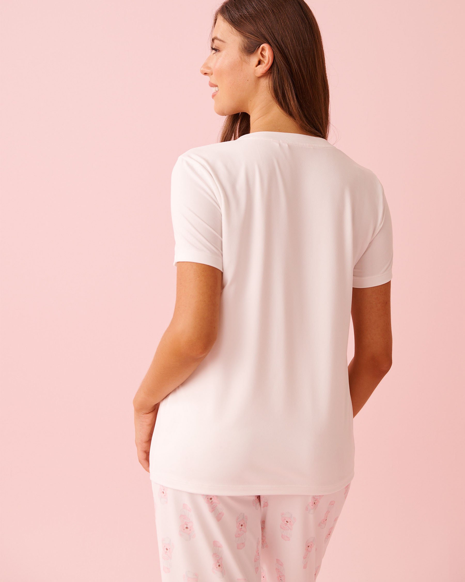 LA VIE EN ROSE T-shirt ultra doux imprimé ourson relax Blanc 40100829 - View2
