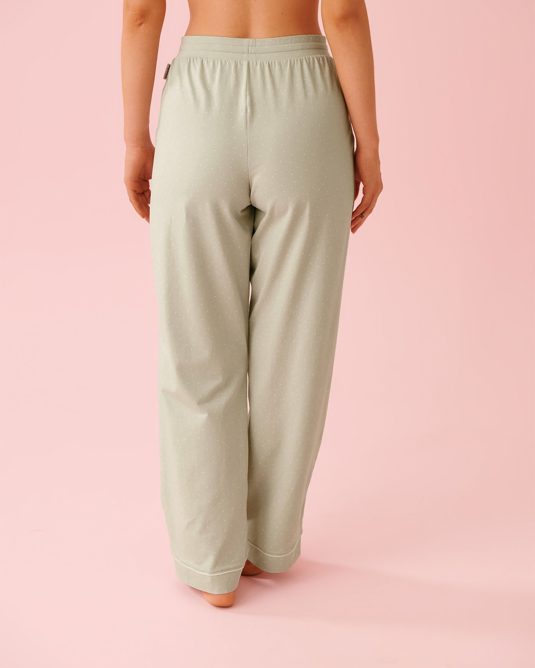 LA VIE EN ROSE Cotton Pajama Pants Green Polka Dot 40200807 - View2