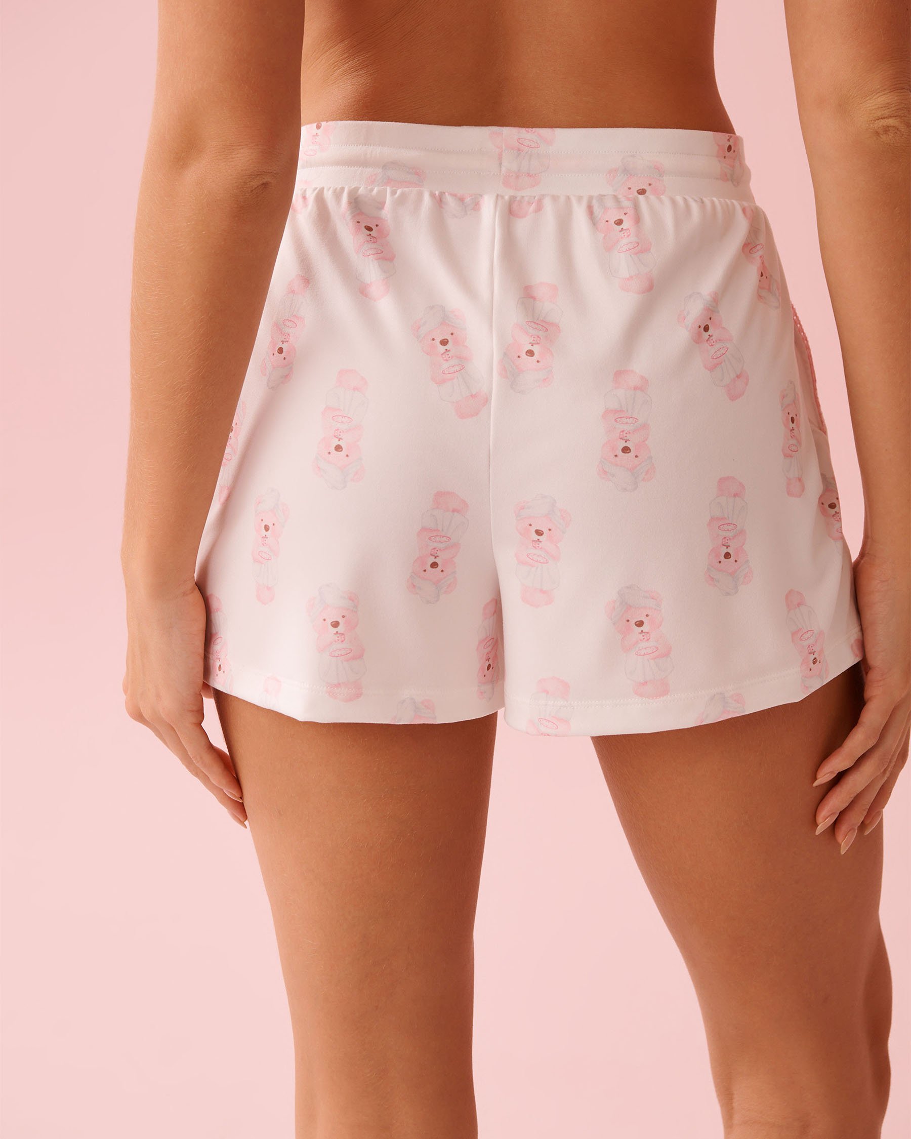 LA VIE EN ROSE Short de pyjama ultra doux imprimé ourson relax Blanc 40200811 - View2