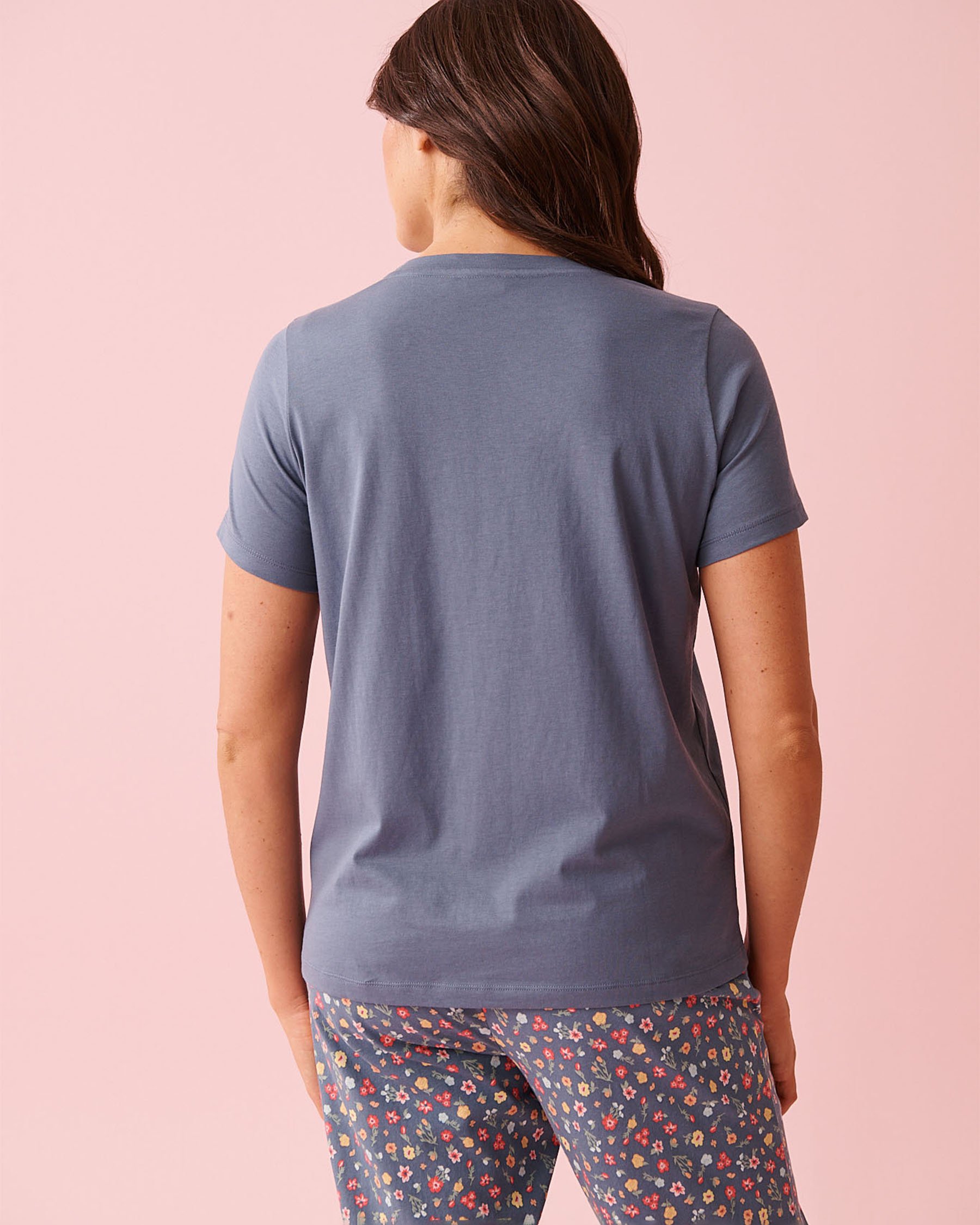 LA VIE EN ROSE Cupcake Print Cotton Crew Neck T-shirt Misty Blue 40100836 - View2