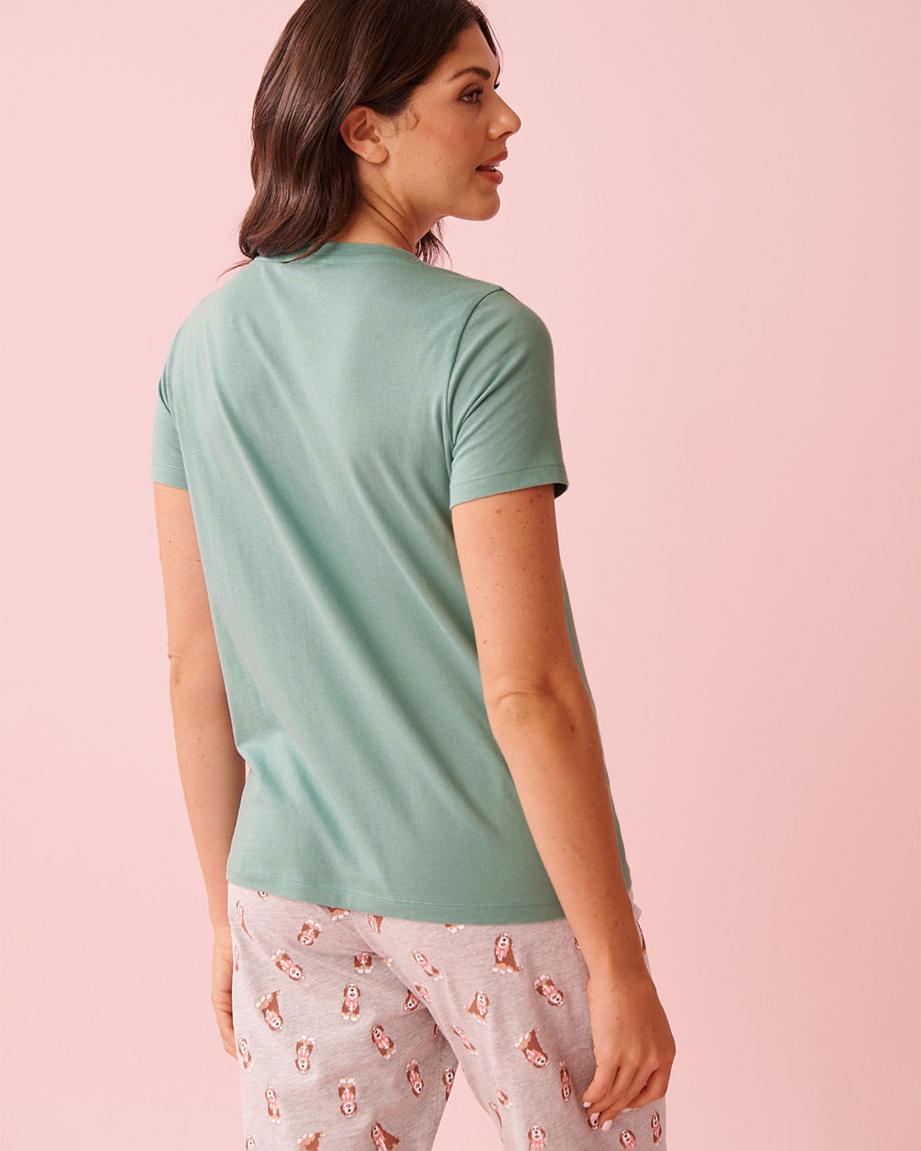 LA VIE EN ROSE Dog & Cupcake Print Cotton Crew Neck T-shirt Soothing Blue 40100836 - View2