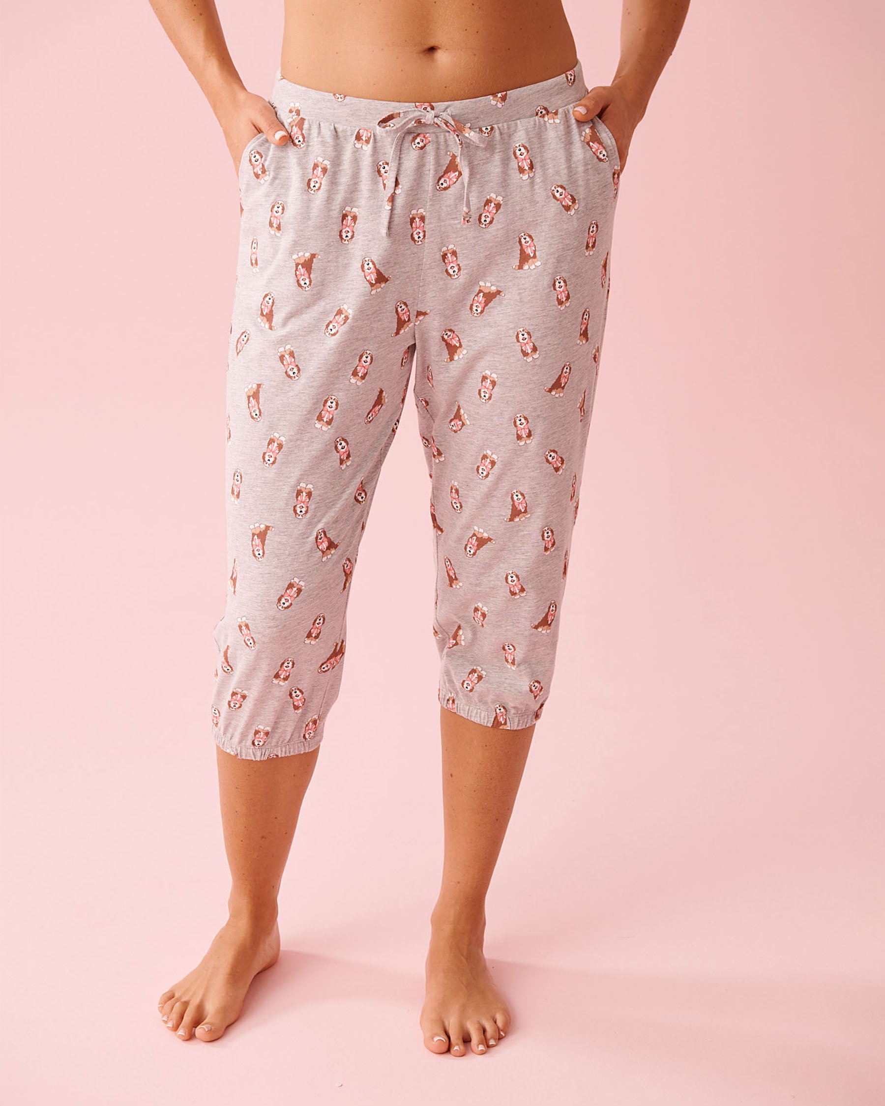 LA VIE EN ROSE Capri ajusté en coton imprimé chiens Gris/Chiens 40200820 - View1