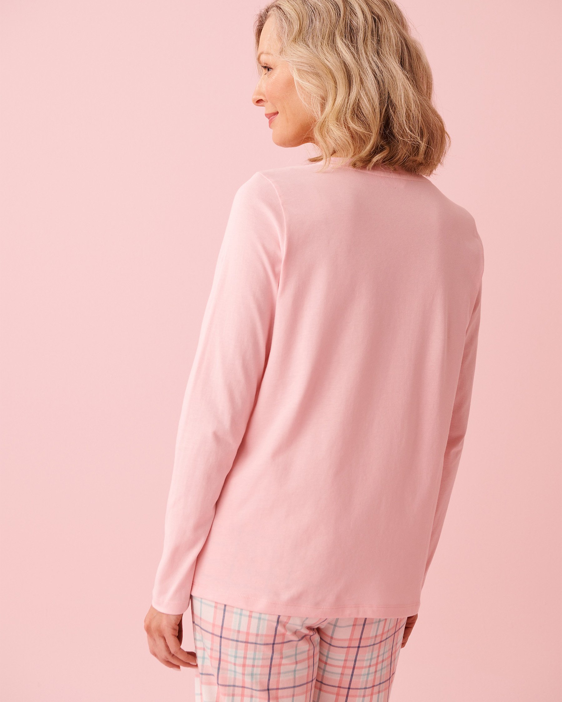 LA VIE EN ROSE Chandail manches longues en coton imprimé fleurs Rose poudré 40100835 - View2