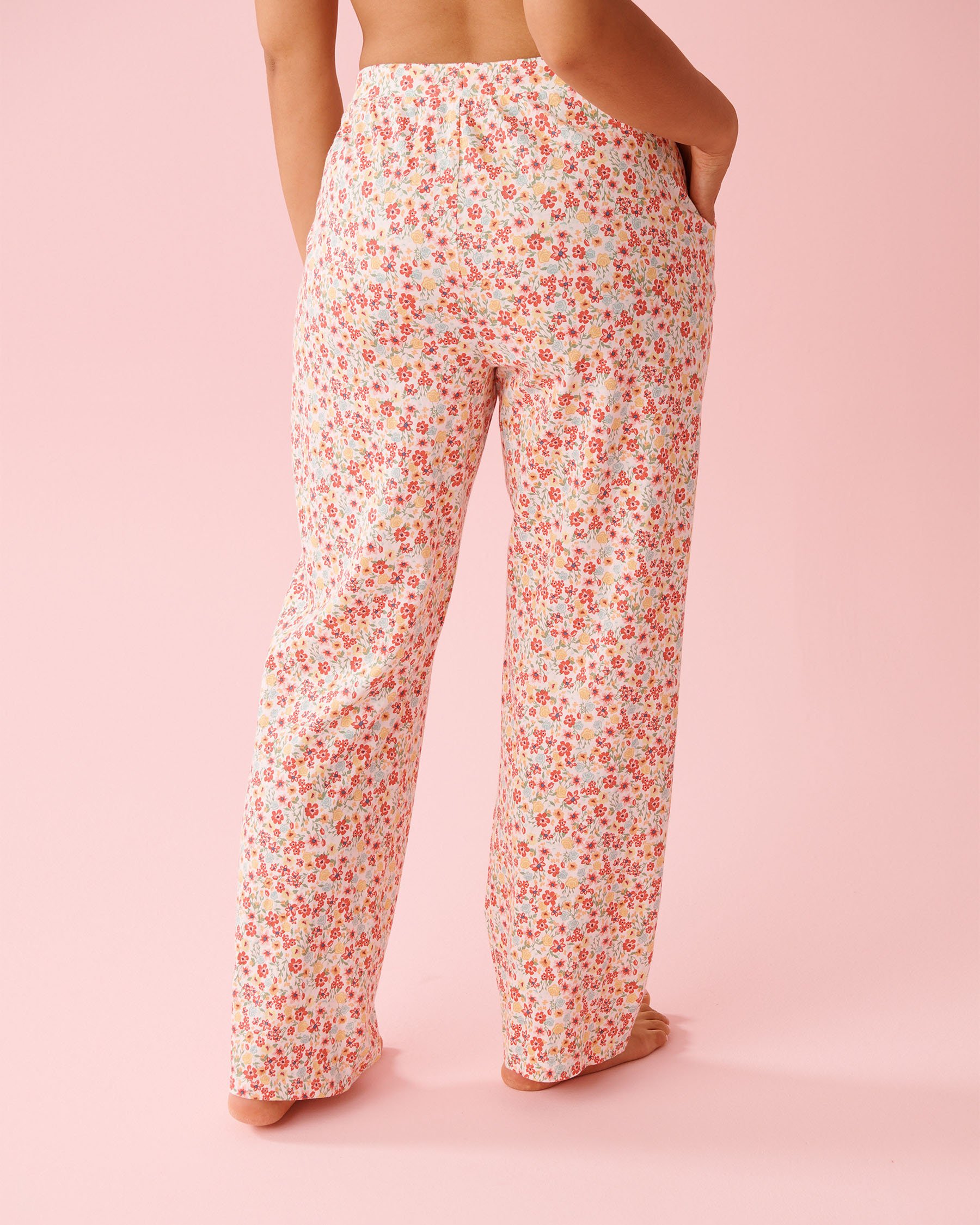 LA VIE EN ROSE Pantalon de pyjama en coton imprimé fleurs Blanc/Fleurs 40200817 - View2