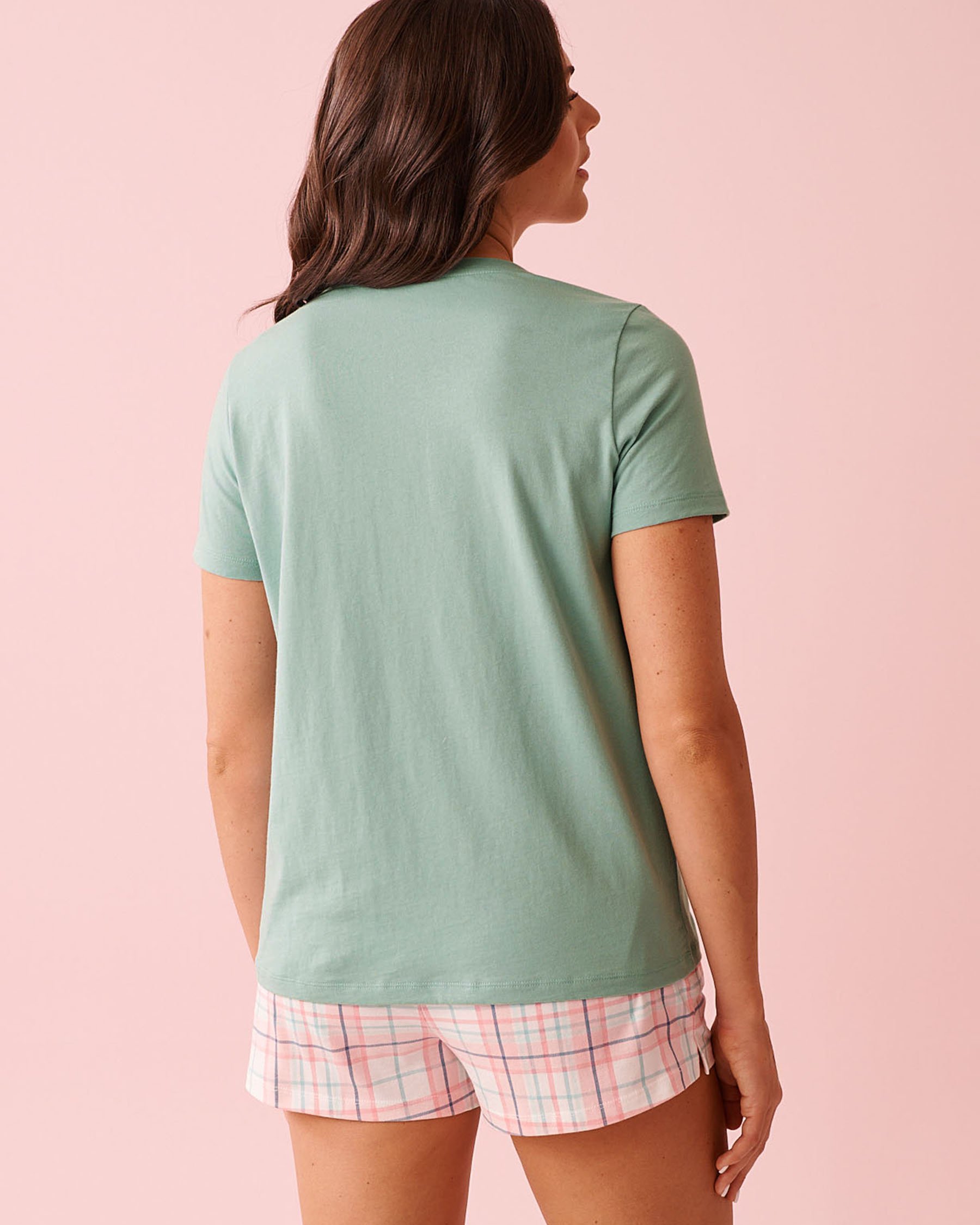 LA VIE EN ROSE Flowers & Cupcake Print Cotton Crew Neck T-shirt Soothing Blue 40100836 - View2