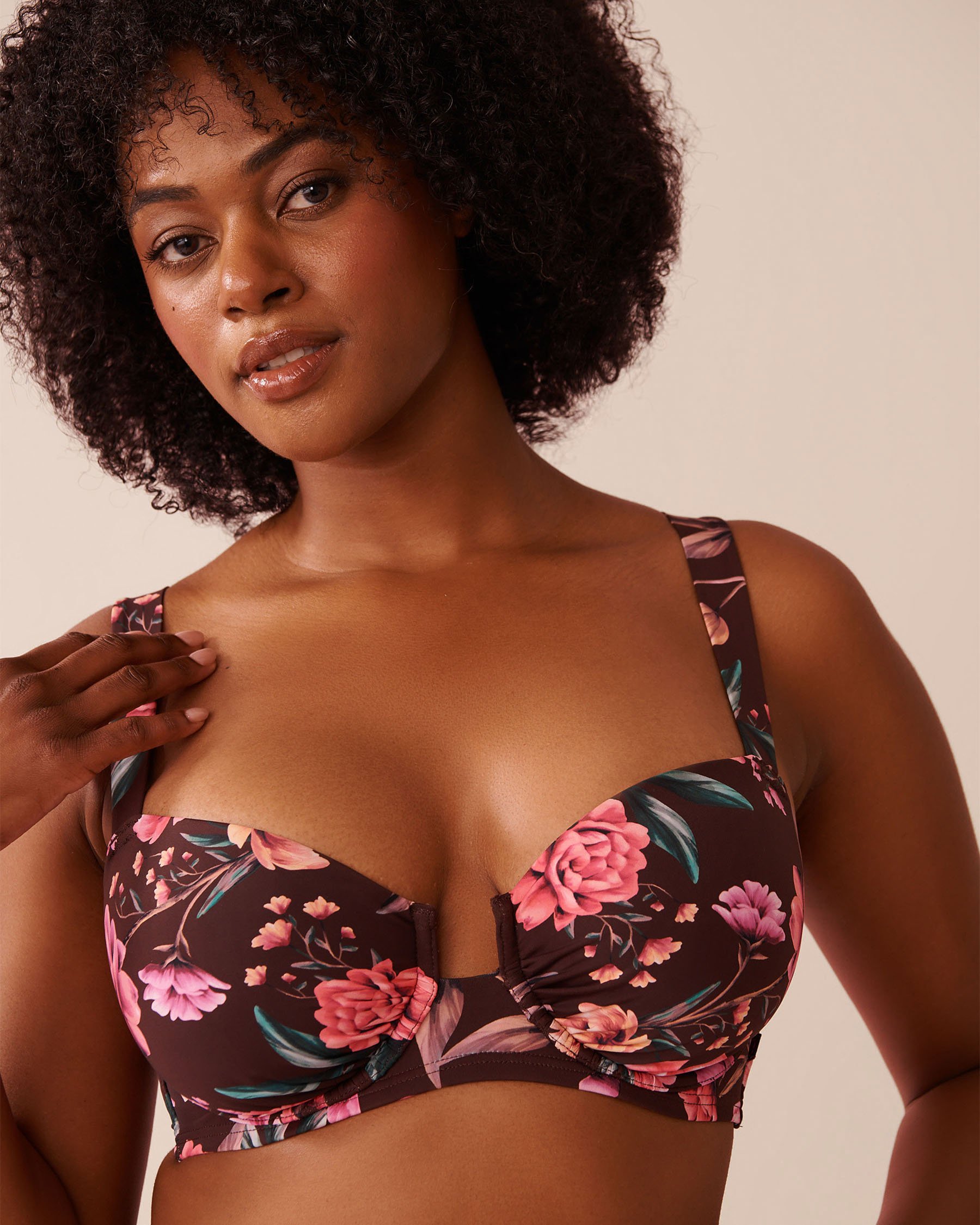 LA VIE EN ROSE AQUA ROYAL GARDEN D Cup Balconette Bikini Top Royal Garden 70200208 - View5