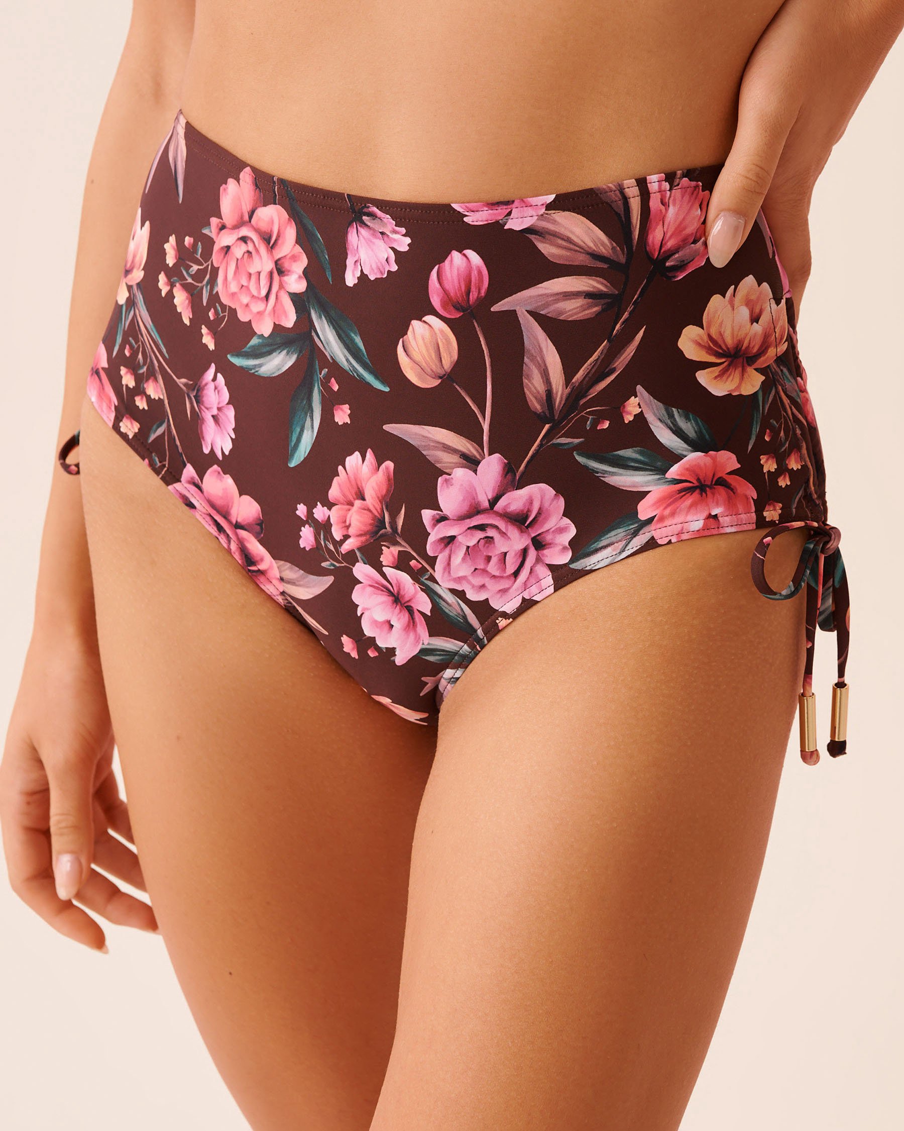 LA VIE EN ROSE AQUA Bas de bikini taille haute noué ROYAL GARDEN Jardin royal 70300831 - Voir1