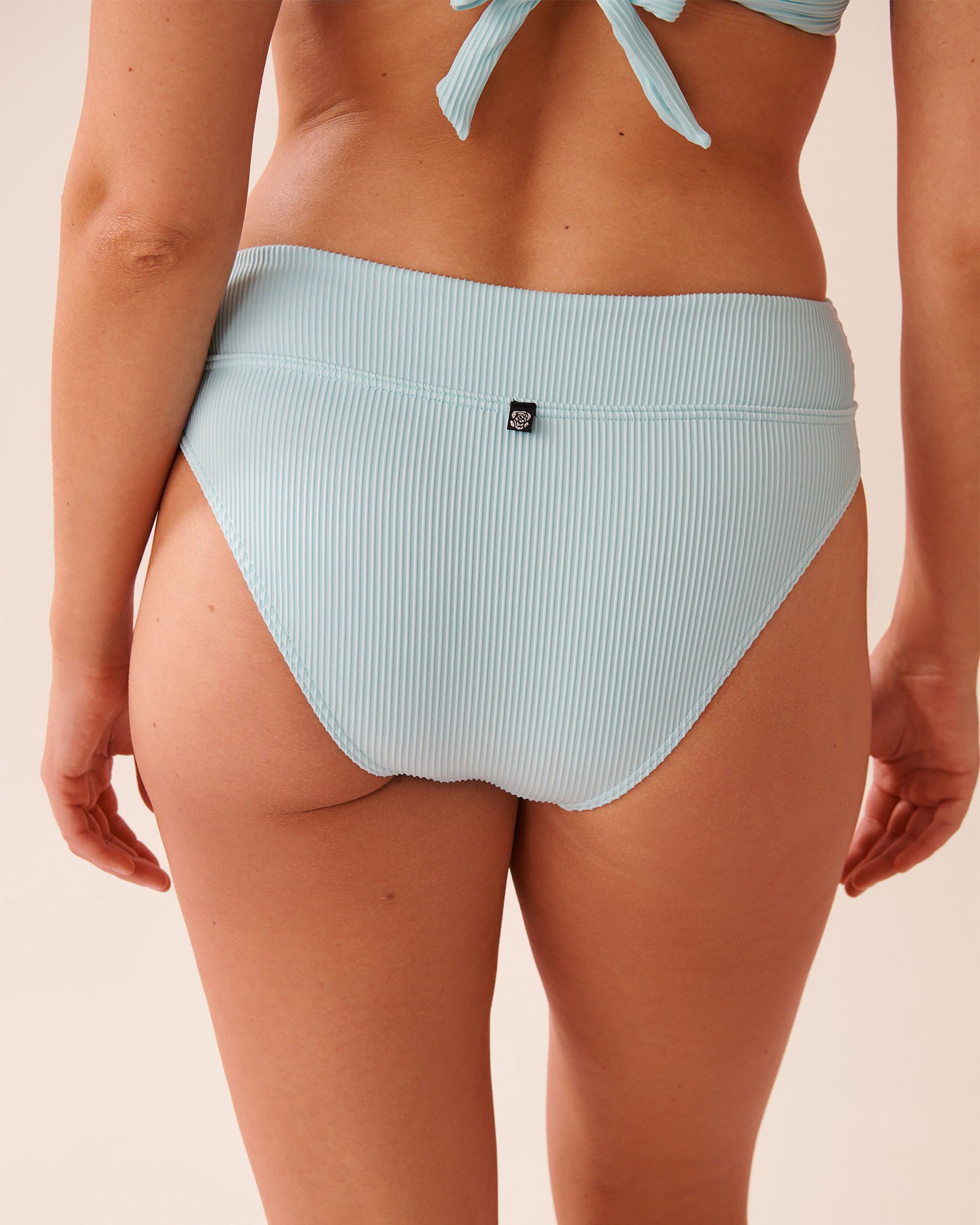 LA VIE EN ROSE AQUA CARIBBEAN SEA Ribbed Mid Waist Brazilian Bikini Bottom Caribbean Sea 70300816 - View2