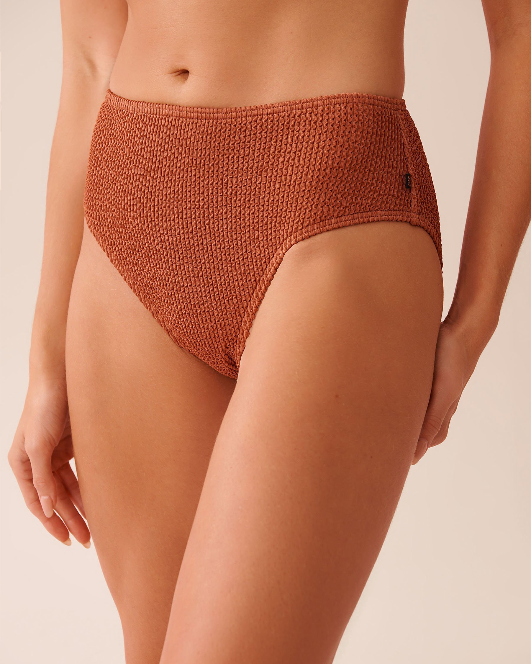 LA VIE EN ROSE AQUA Bas de bikini taille mi-haute smocké TERRACOTTA Terracotta 70300837 - View1