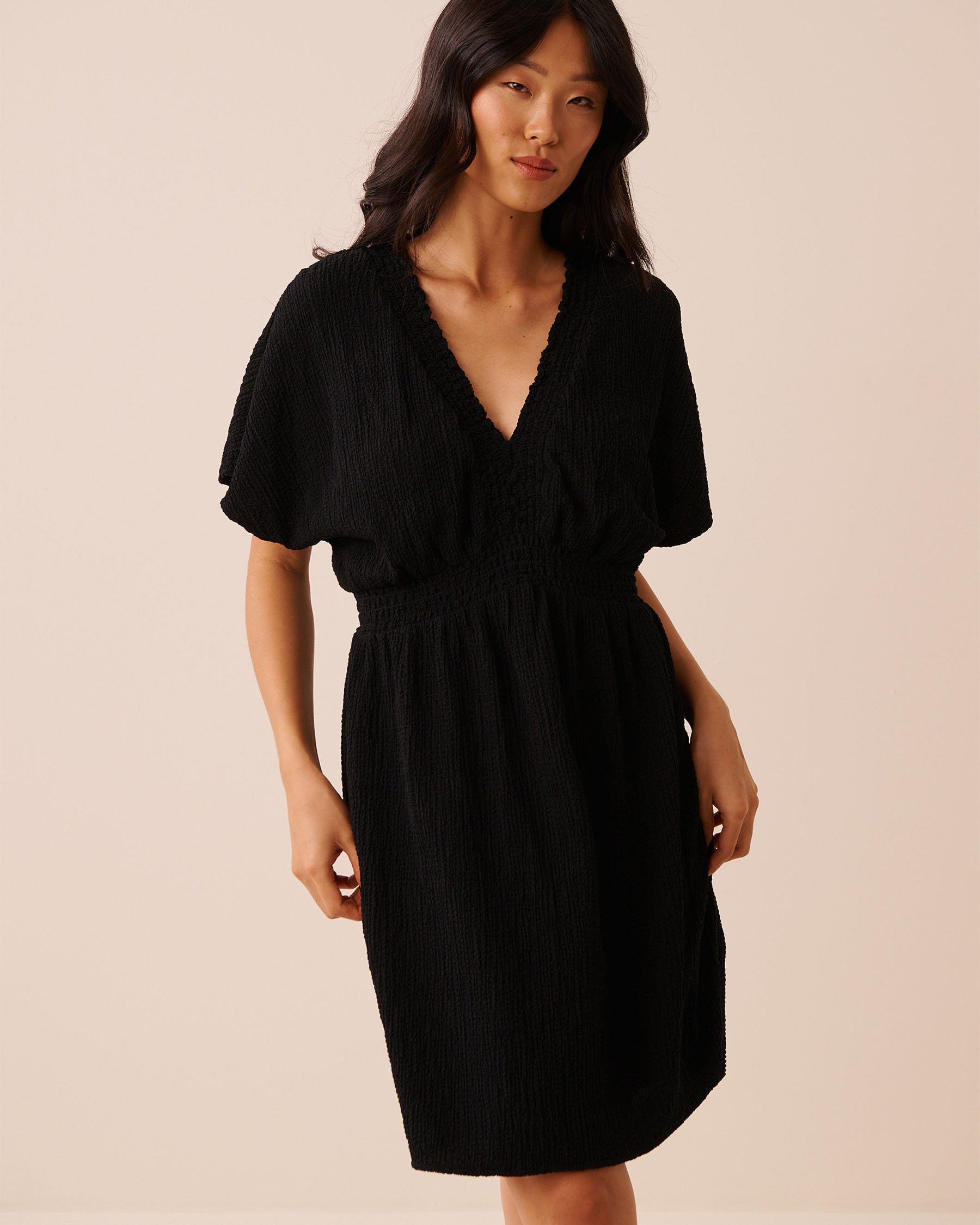 LA VIE EN ROSE AQUA Robe courte effet froissé Noir 80300131 - View1