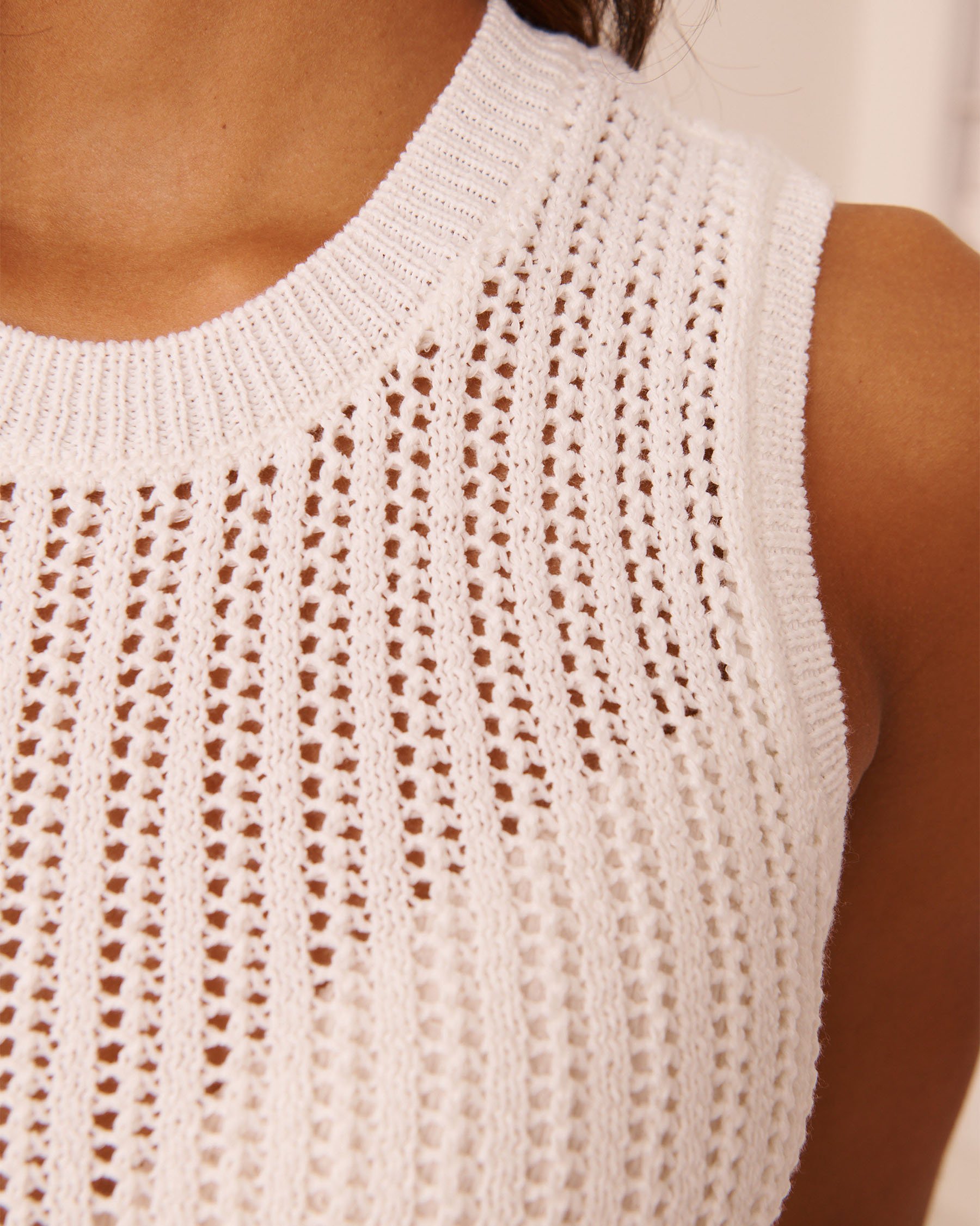 LA VIE EN ROSE AQUA Camisole en crochet Lait de coco 80100043 - View3