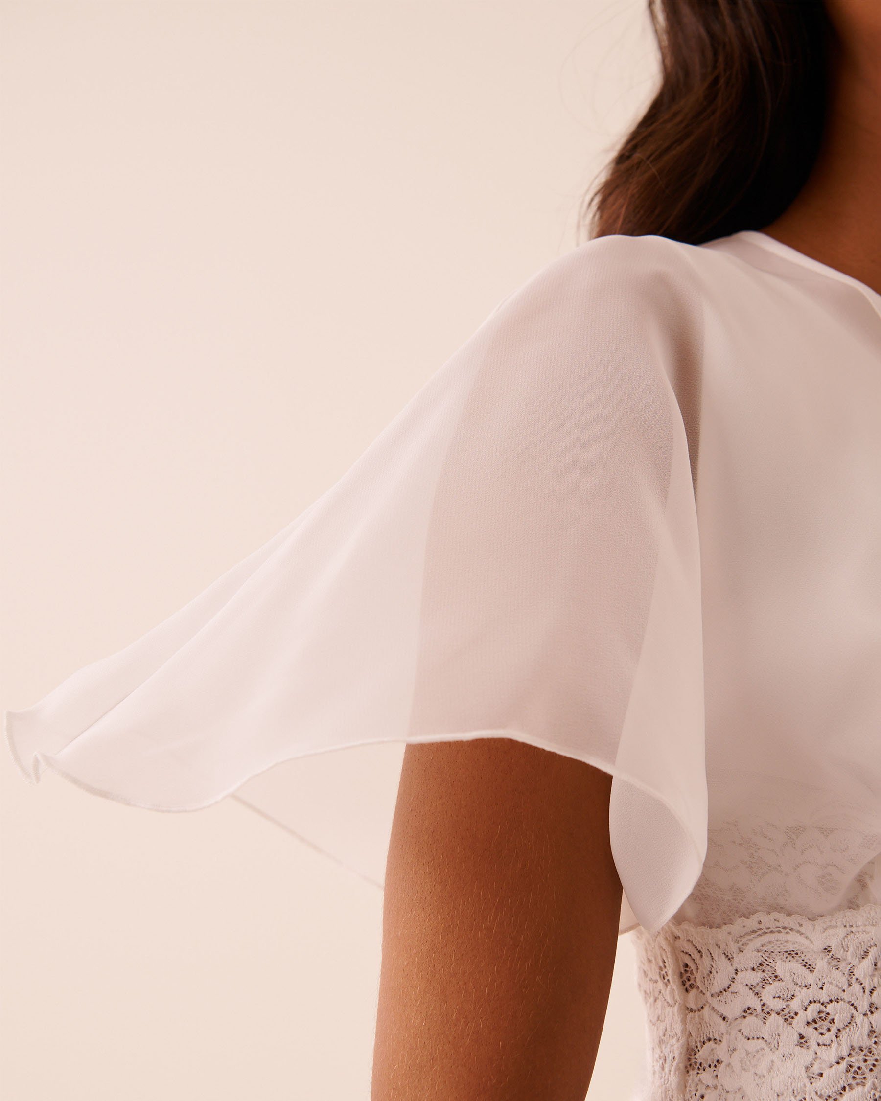 LA VIE EN ROSE Nuisette ouverte en chiffon et dentelle Blanc 60500229 - View3