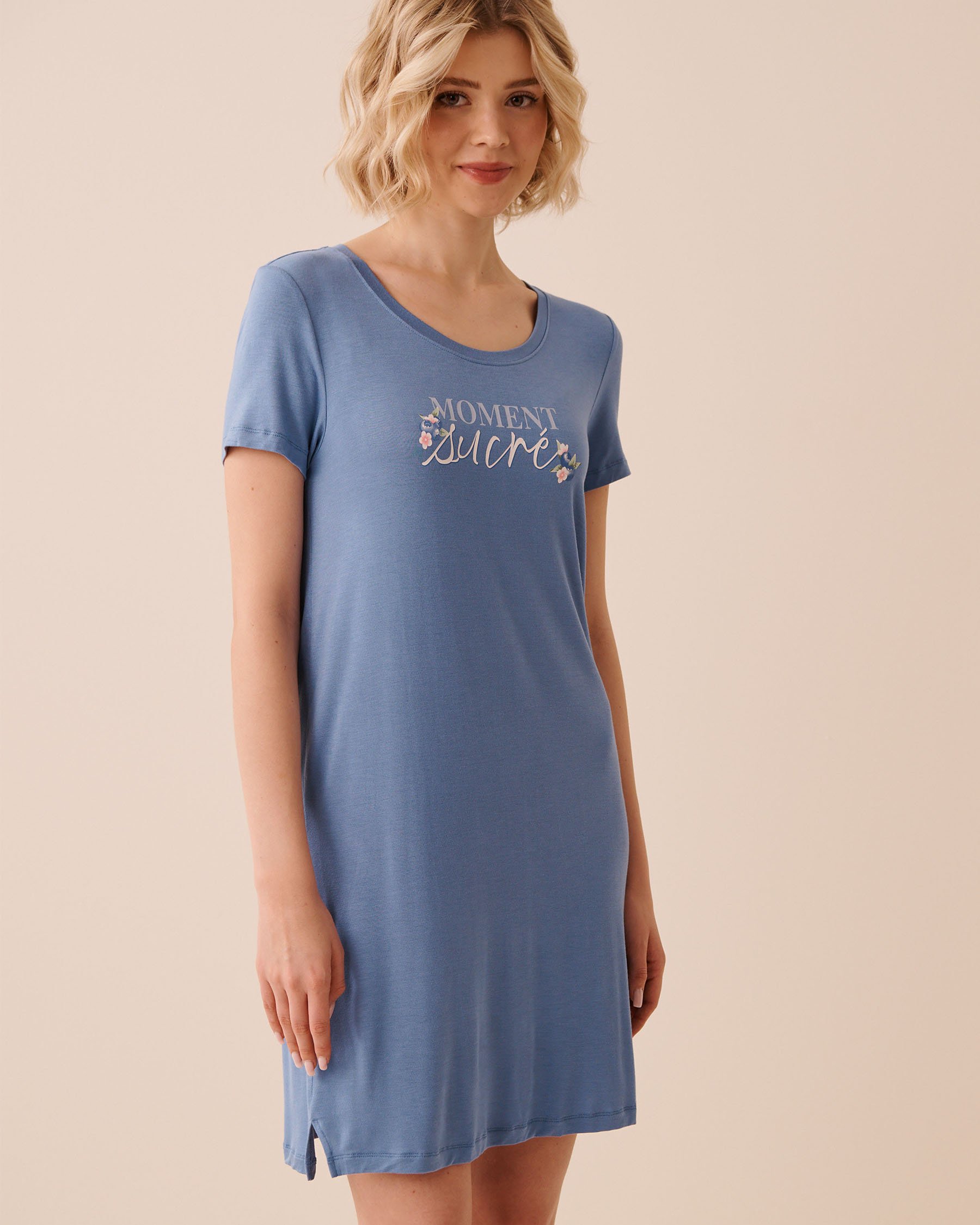 LA VIE EN ROSE Berry Print Soft Jersey Short Sleeve Sleepshirt Blue/Berries 60500238 - View1