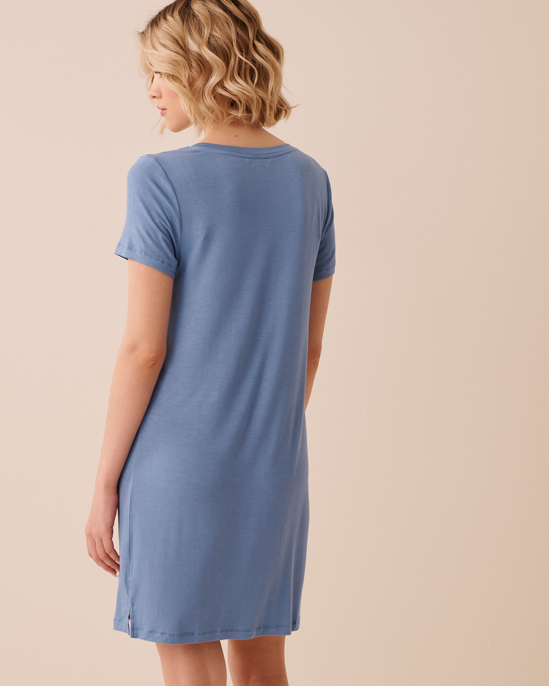 LA VIE EN ROSE Berry Print Soft Jersey Short Sleeve Sleepshirt Blue/Berries 60500238 - View2