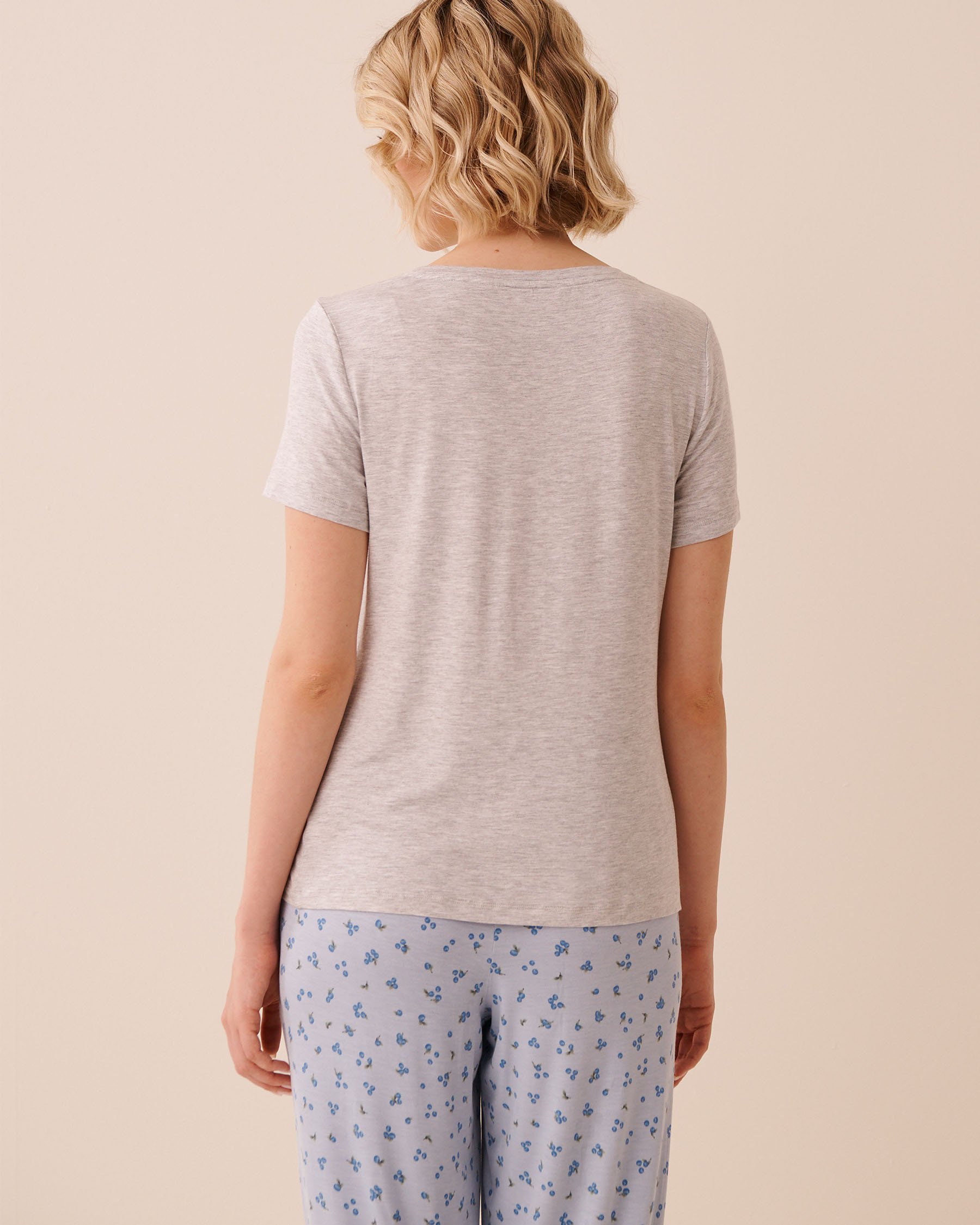 LA VIE EN ROSE Berry Print Soft Jersey T-shirt Grey/Berry Sweet 60100190 - View2