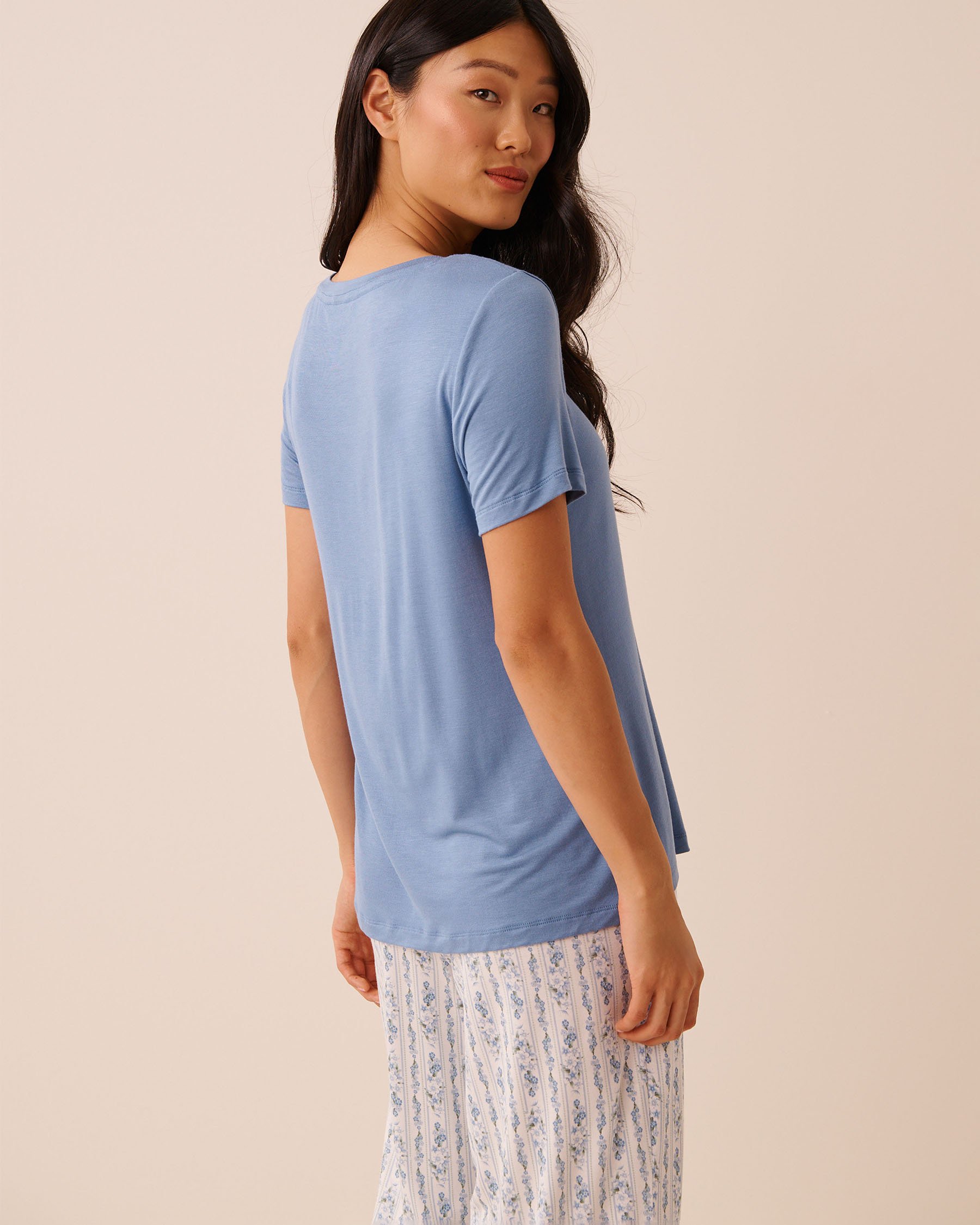 LA VIE EN ROSE Berry Print Soft Jersey T-shirt Blue/Berry Sweet 60100190 - View2