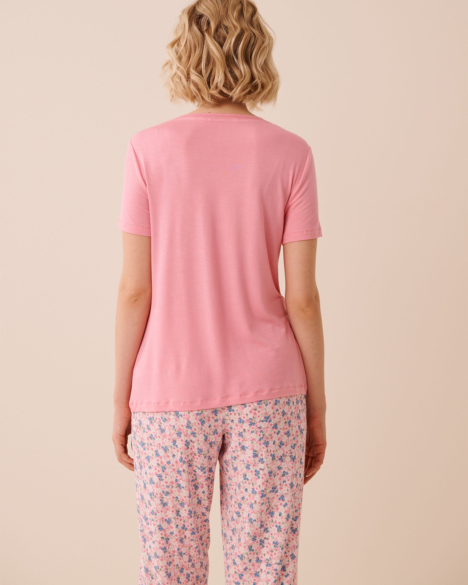 LA VIE EN ROSE Pink Floral Print Soft Jersey T-shirt Pink/Flowers 60100190 - View2